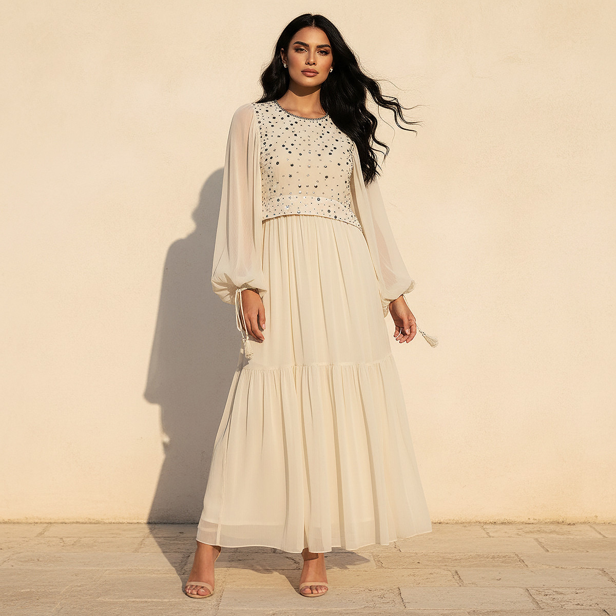 A-line Maxi Dress with Embellished Detail-women-clothing-dresses-image-1