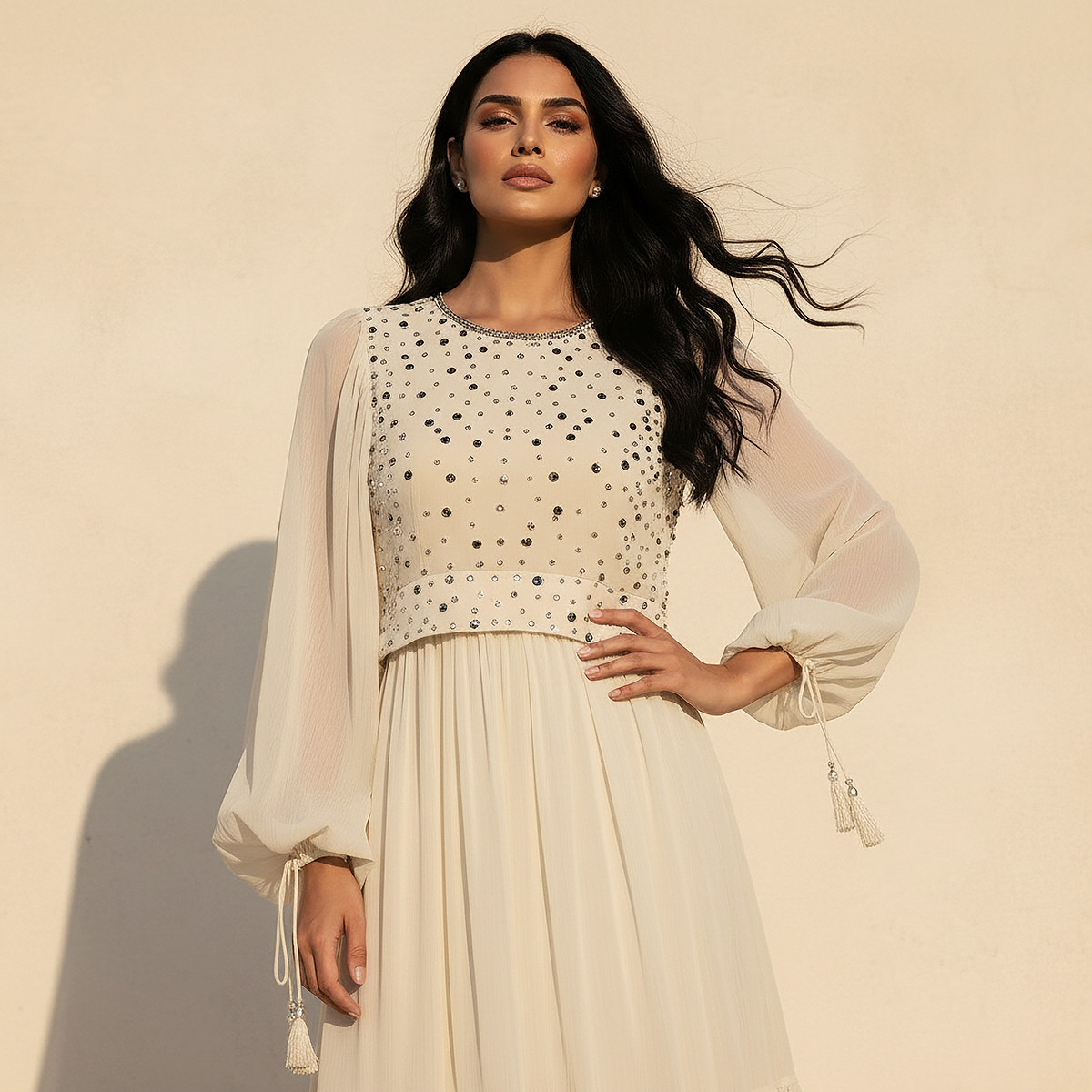 A-line Maxi Dress with Embellished Detail-women-clothing-dresses-image-3