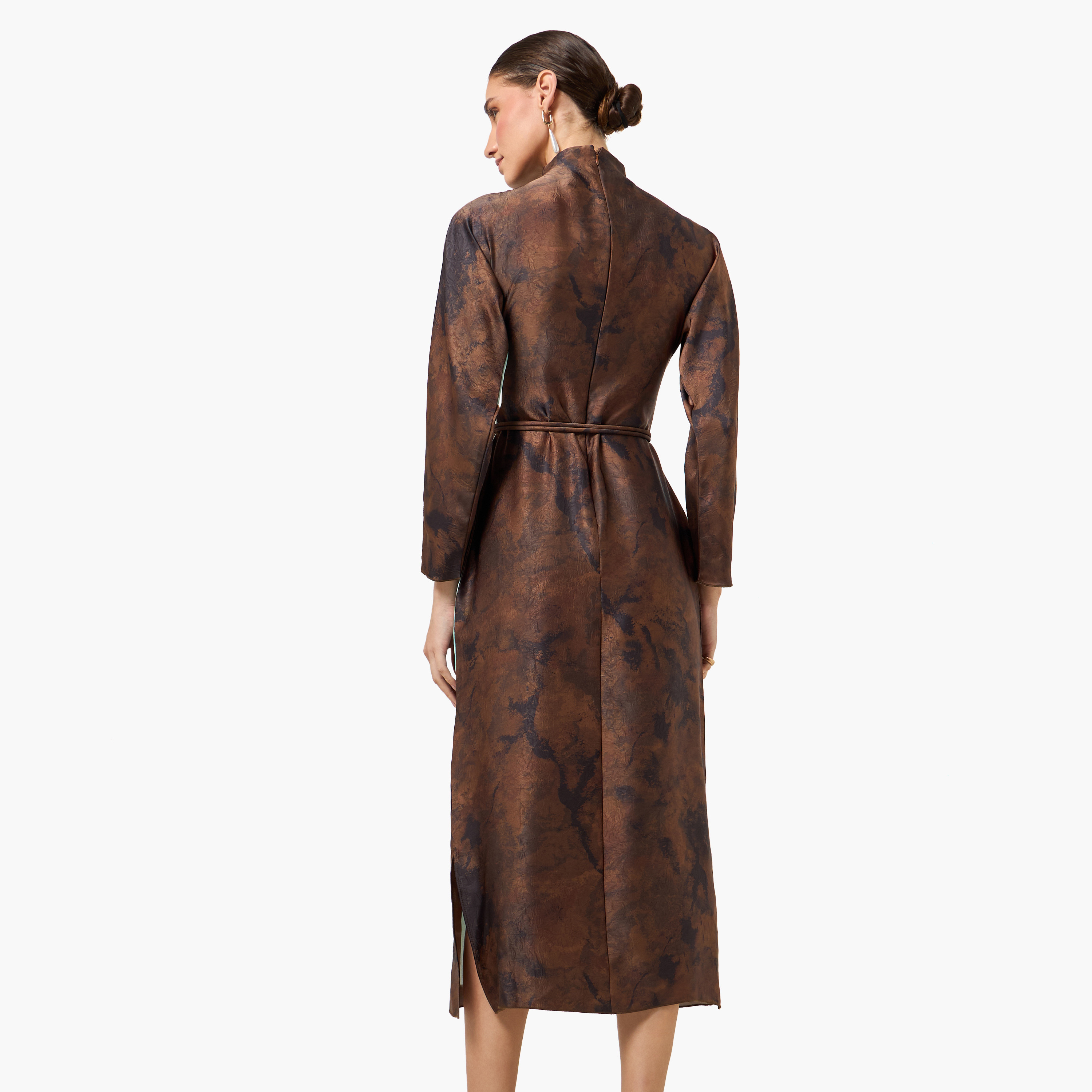 Printed Midi Women Dress with High Neck-women-clothing-dresses-image-5