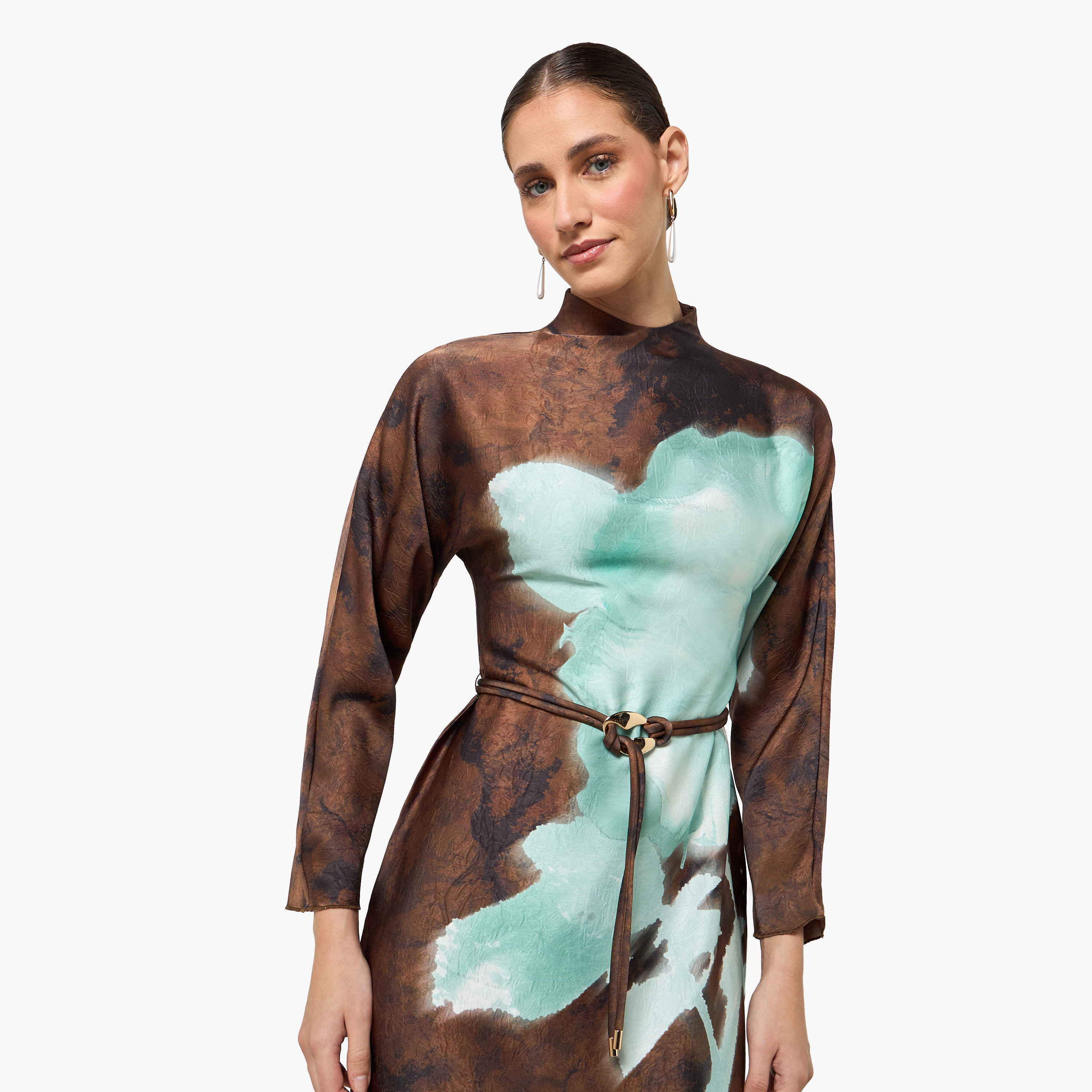 Printed Midi Women Dress with High Neck-women-clothing-dresses-image-6
