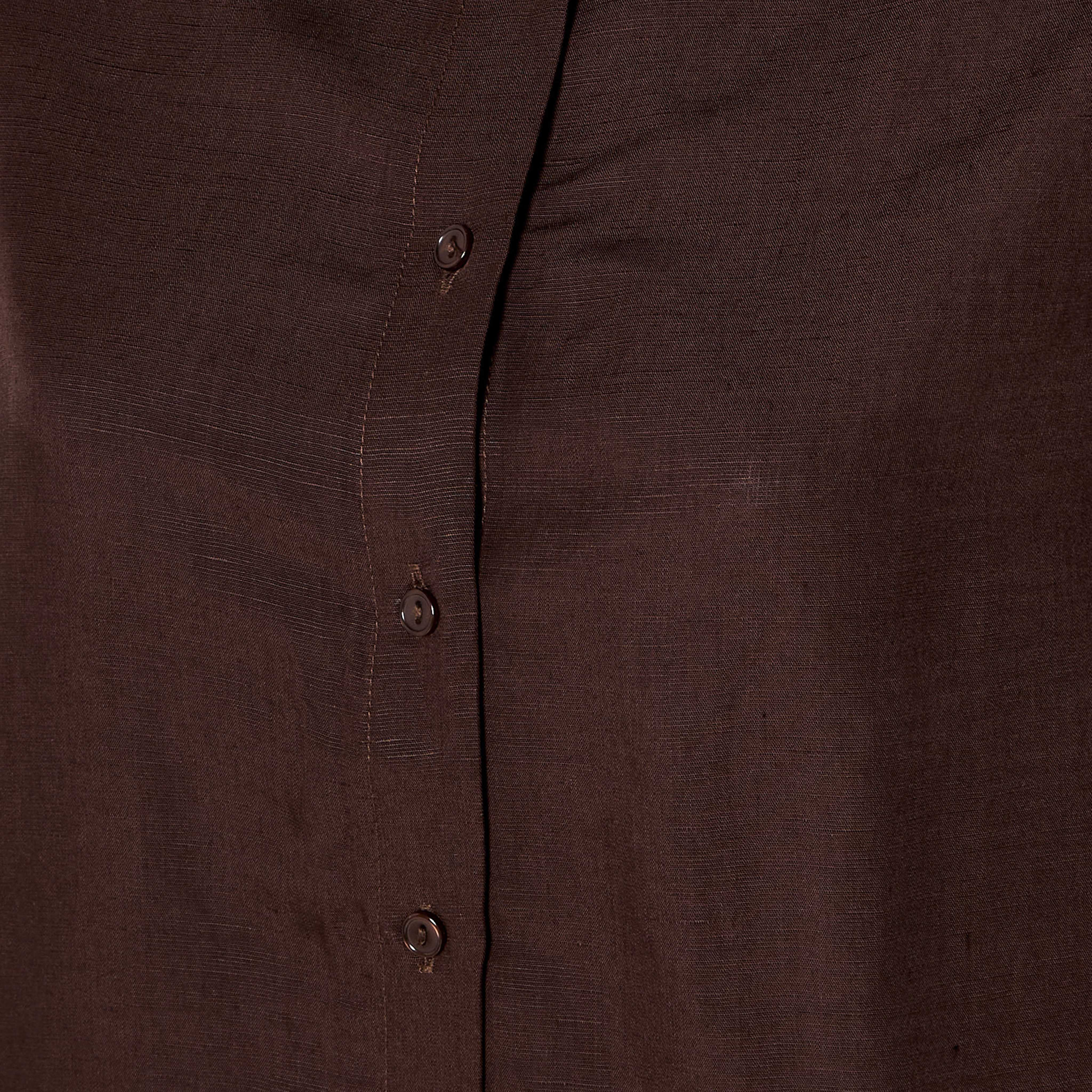 Relaxed Fit Linen Blend Shirt with Collar-women-clothing-shirtsandblouses-shirts-image-2