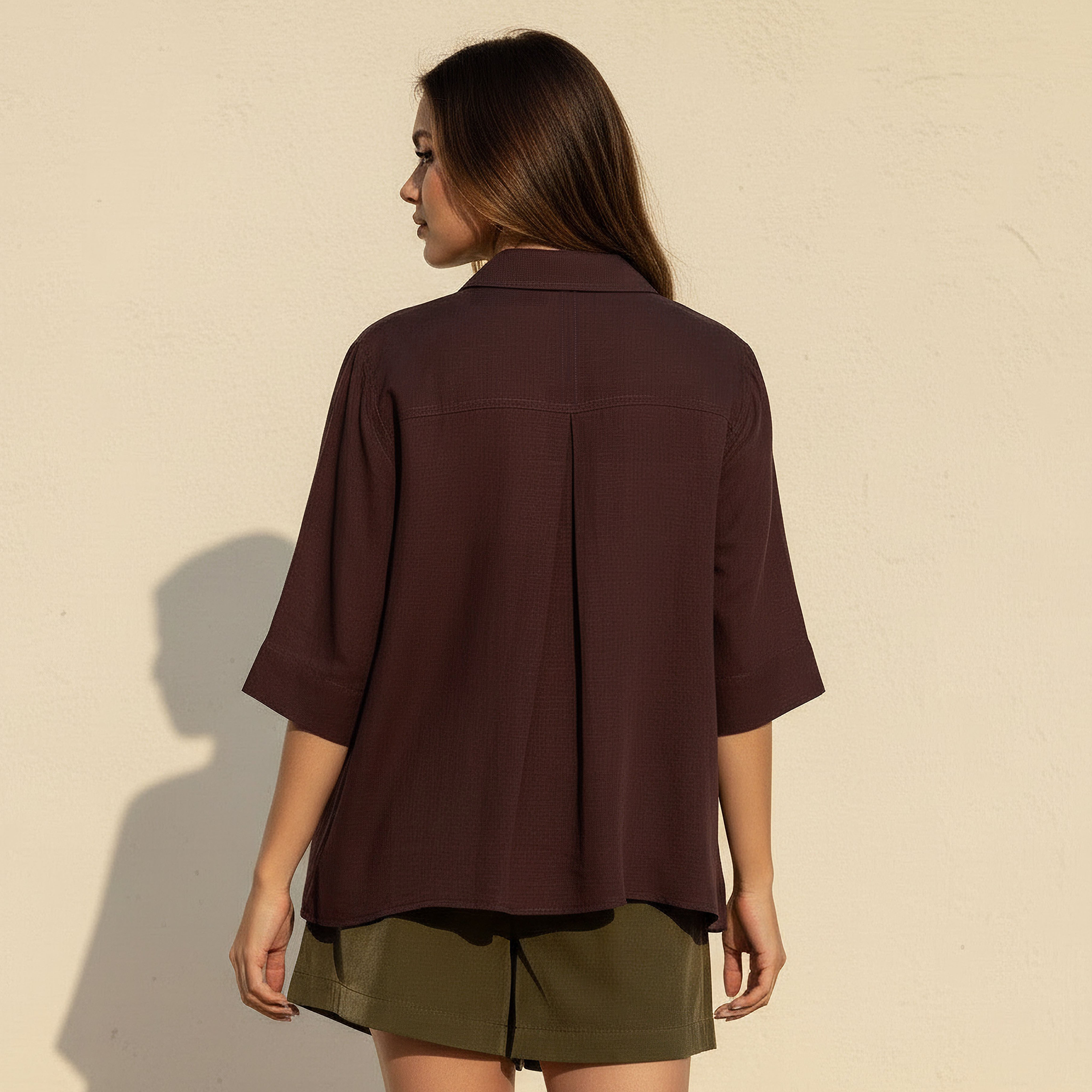 Relaxed Fit Linen Blend Shirt with Collar-women-clothing-shirtsandblouses-shirts-image-4