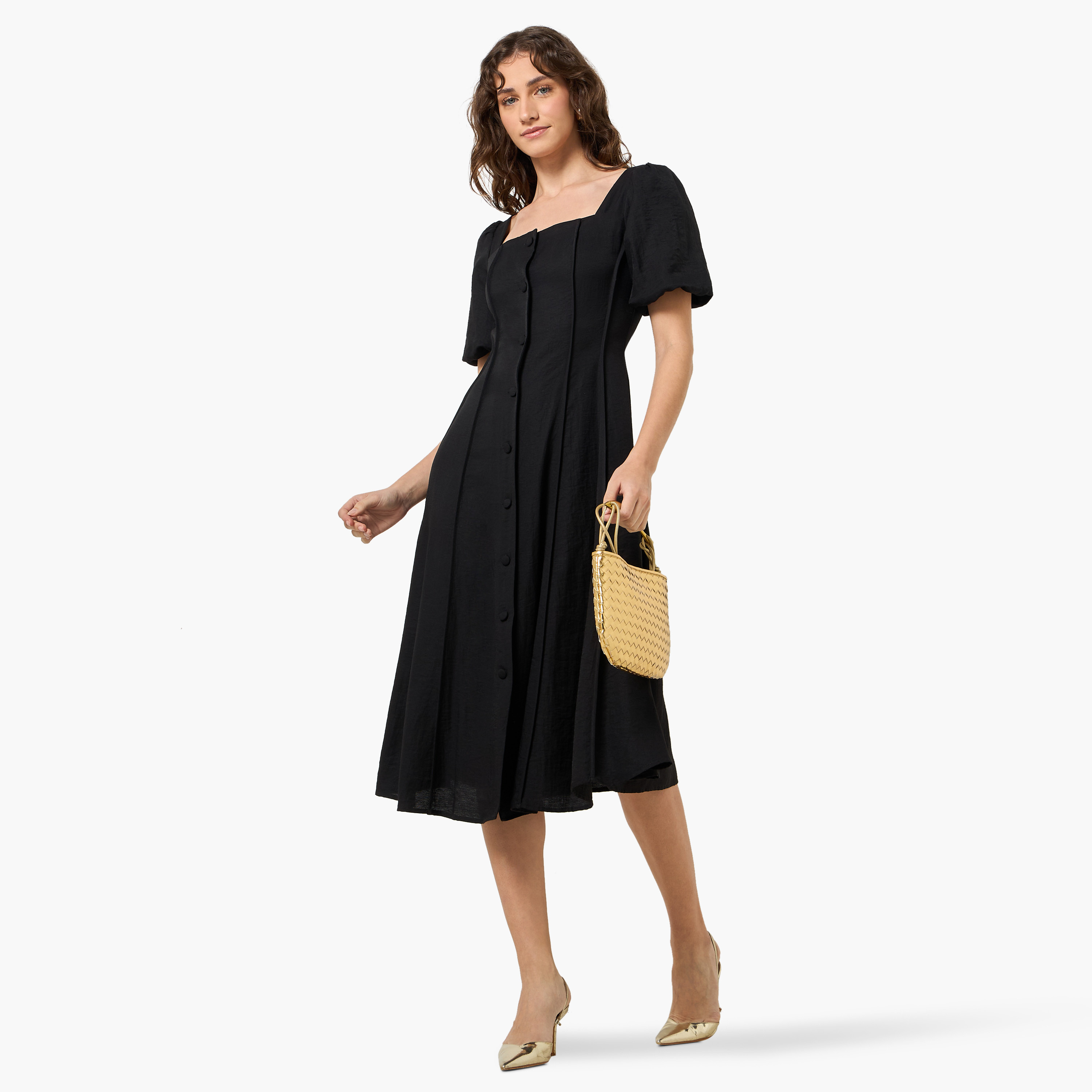 A-line Midi Women Dress with Square Neck-women-clothing-dresses-image-3