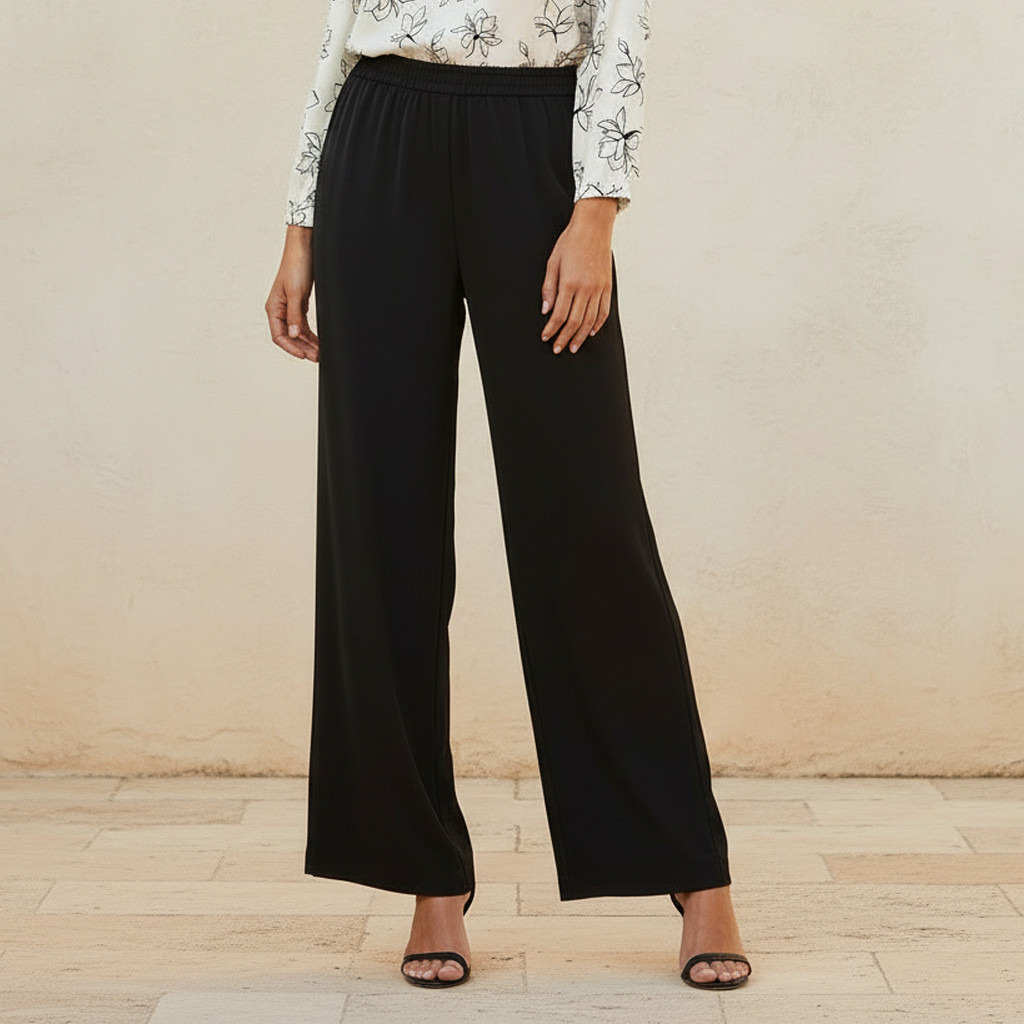 Straight Fit Elasticated Waist Pants-women-clothing-bottoms-trousers-image-1