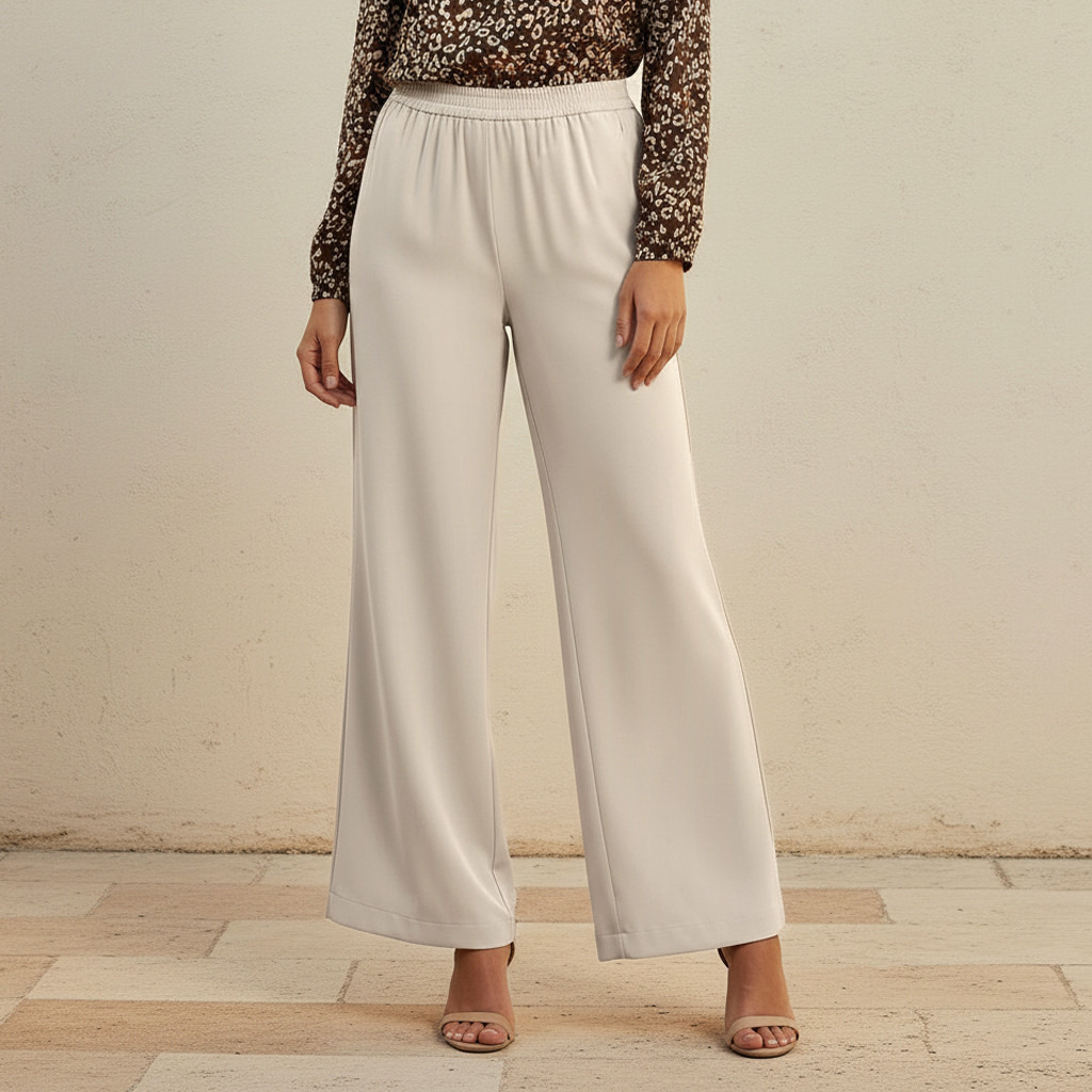 Straight Fit Elasticated Waist Pants-women-clothing-bottoms-trousers-image-1
