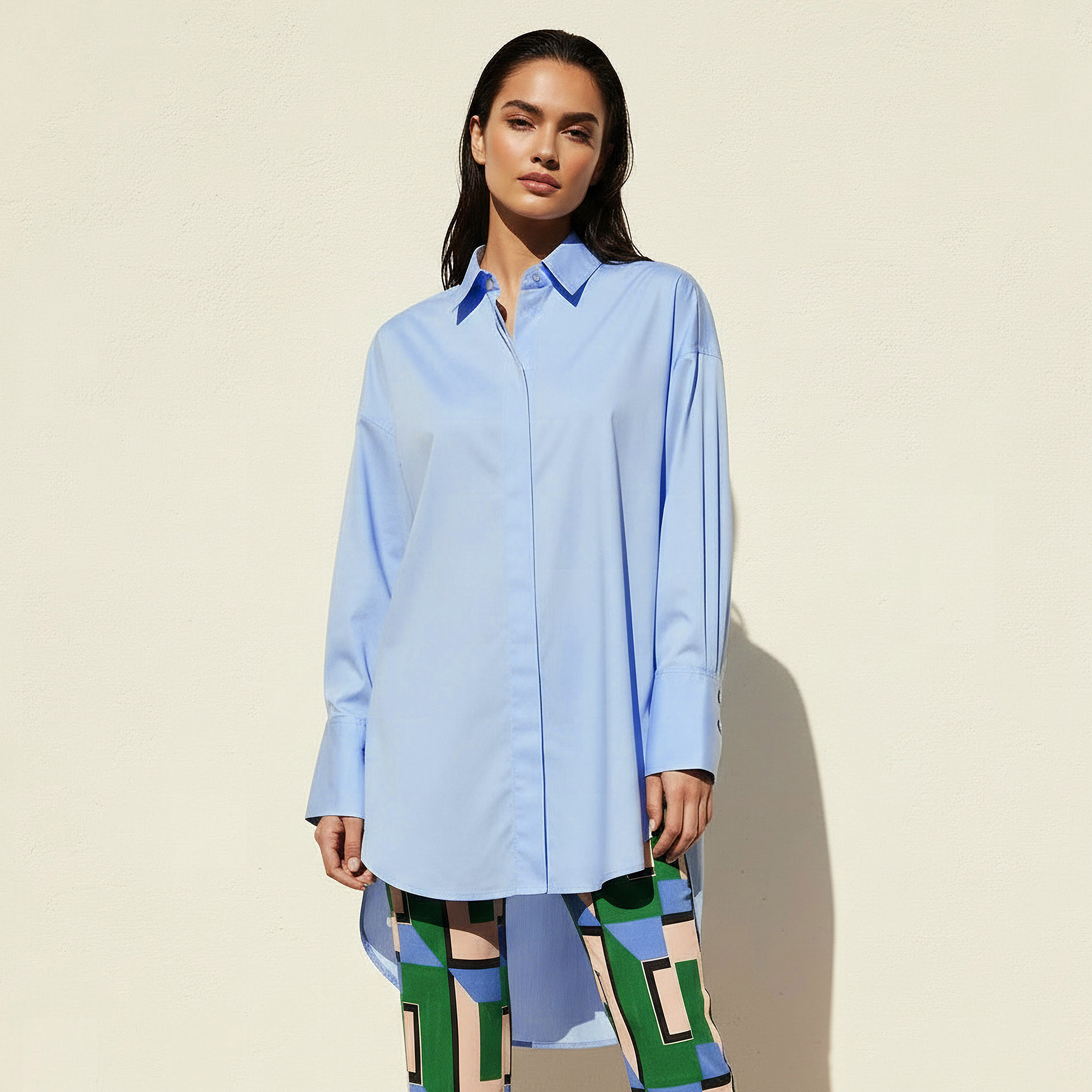 Oversized Poplin Shirt with High-Low Hemline-women-clothing-shirtsandblouses-shirts-image-1