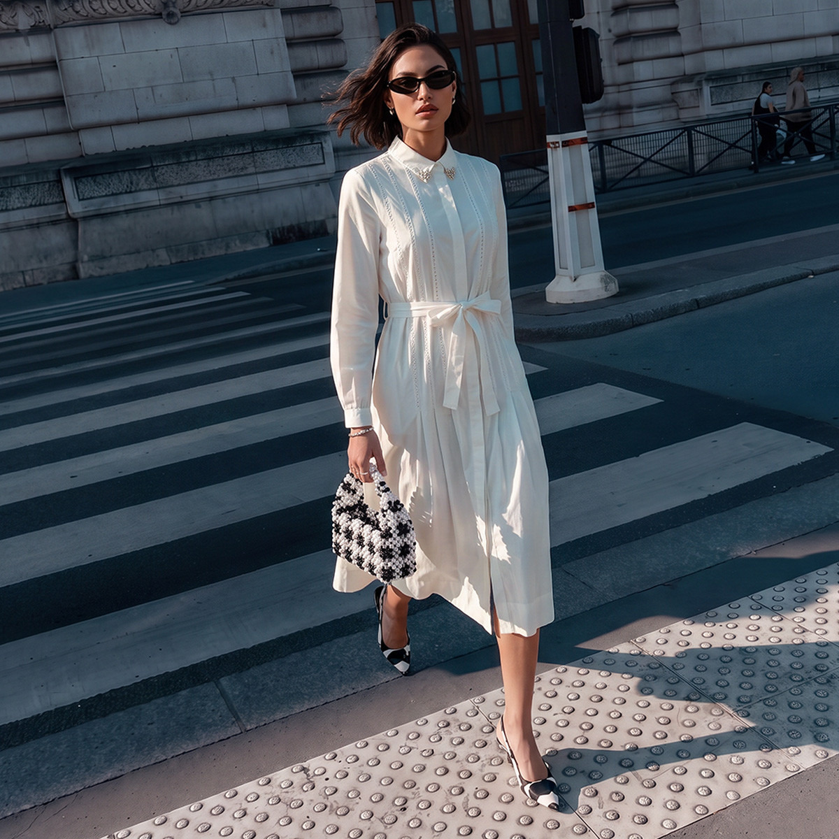 Splash Smart Midi Cotton Shirt Dress with Tie-Up Belt-women-clothing-dresses-image-1