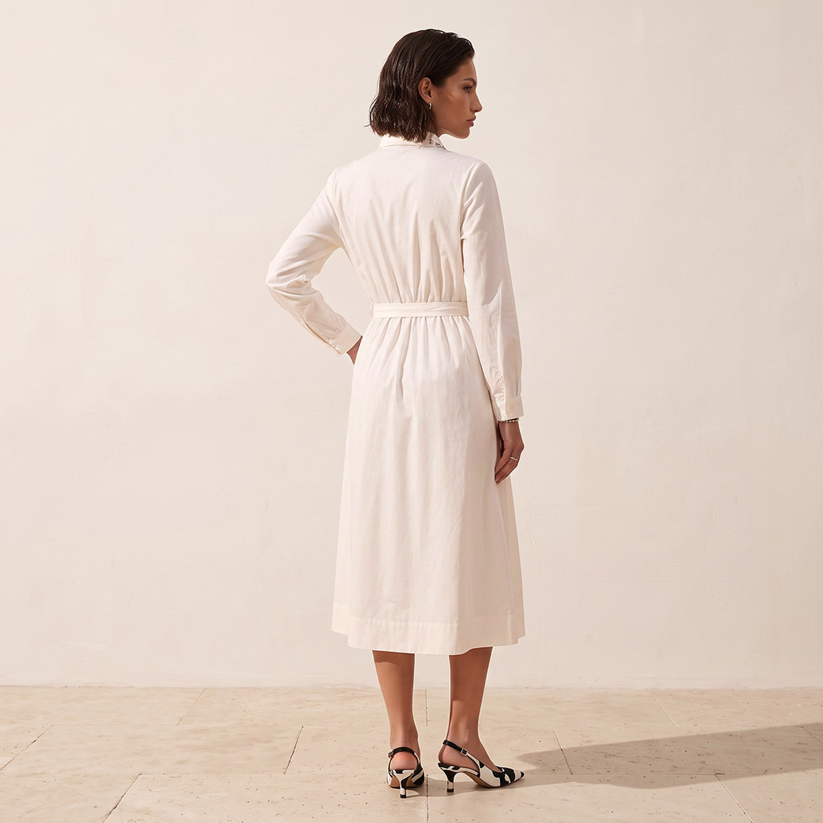 Splash Smart Midi Cotton Shirt Dress with Tie-Up Belt-women-clothing-dresses-image-3