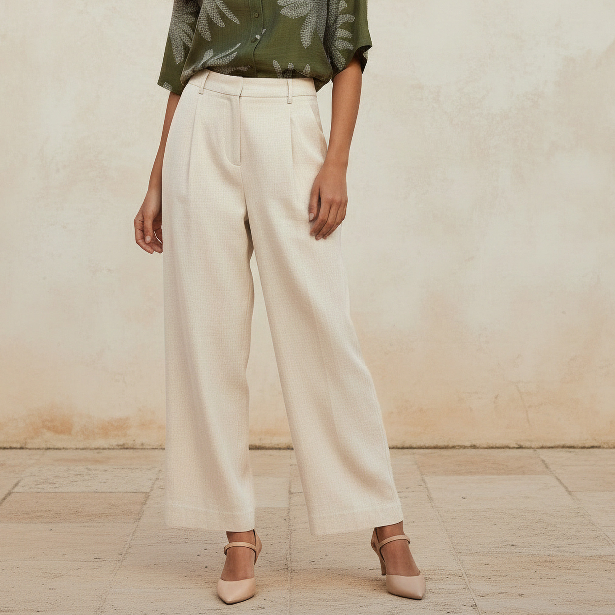 بنطلون مزيج الكتان بقصة مستقيمة من سبلاش سمارت-women-clothing-trousers-image-1