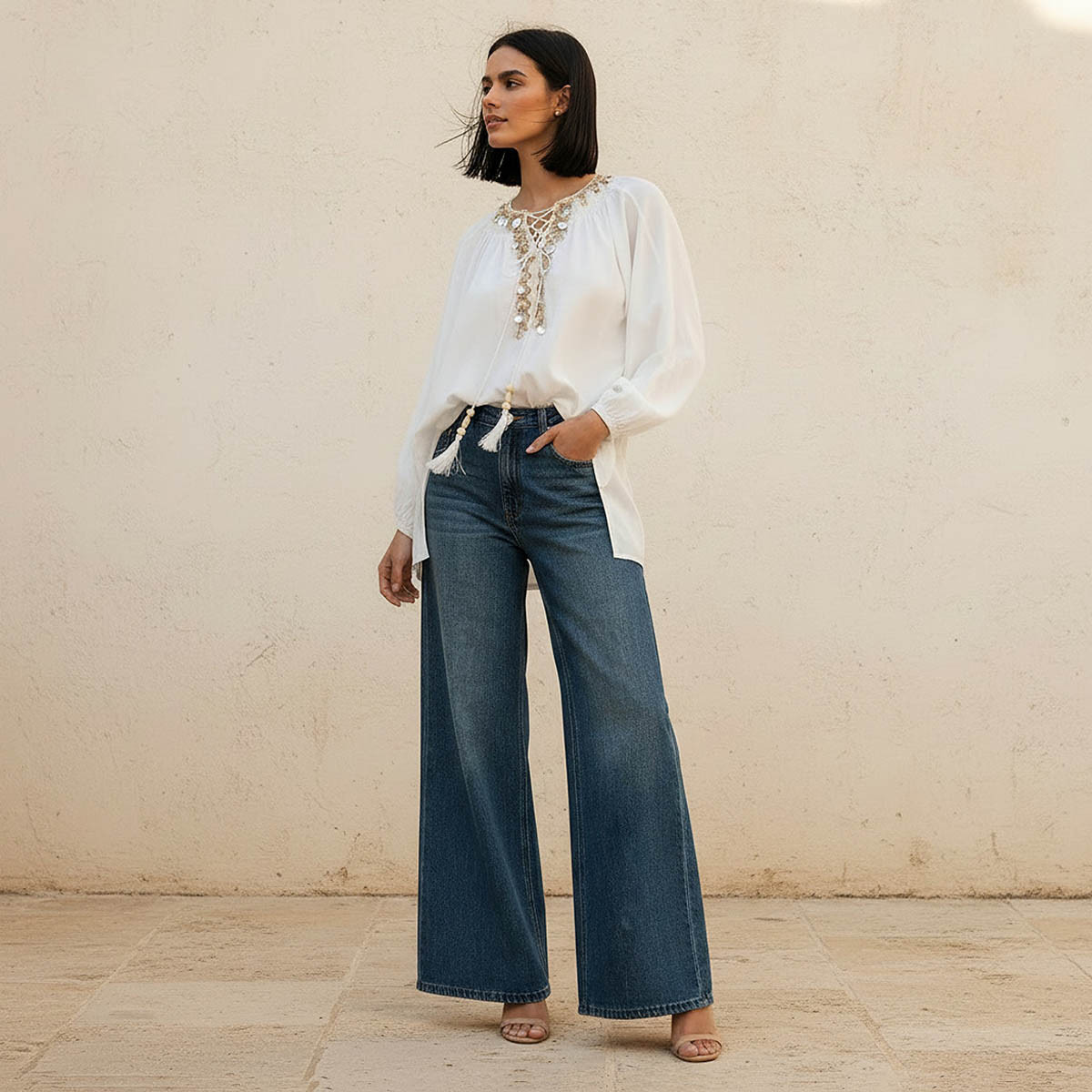 Relaxed Fit Viscose Top with Embellishment-women-clothing-shirtsandblouses-blouses-image-3