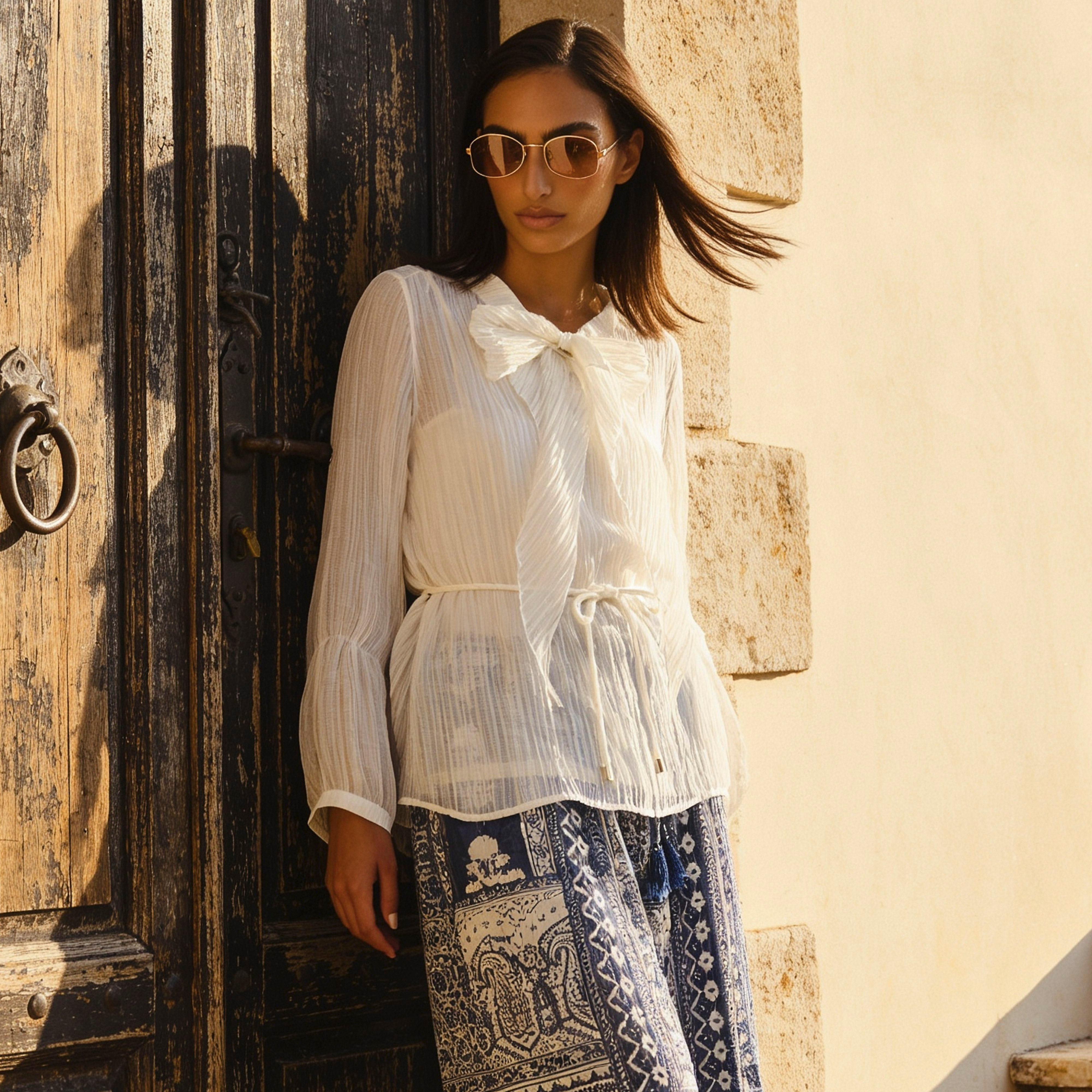 بلوزة نسائية راقية بربطة عنق أنيقة-women-clothing-shirtsandblouses-blouses-image-1