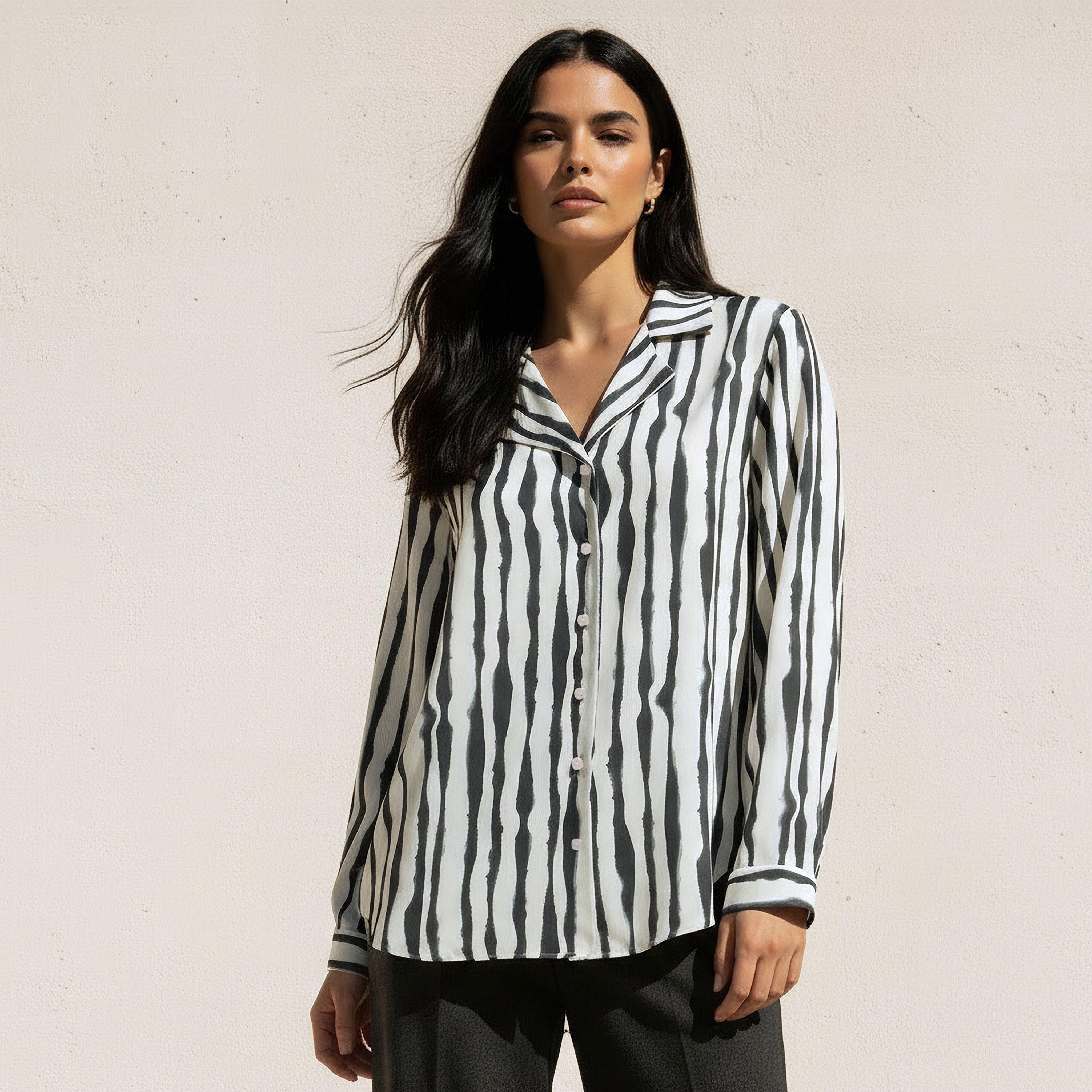 Relaxed Fit Shirt with Notch Collar-women-clothing-shirtsandblouses-shirts-image-1
