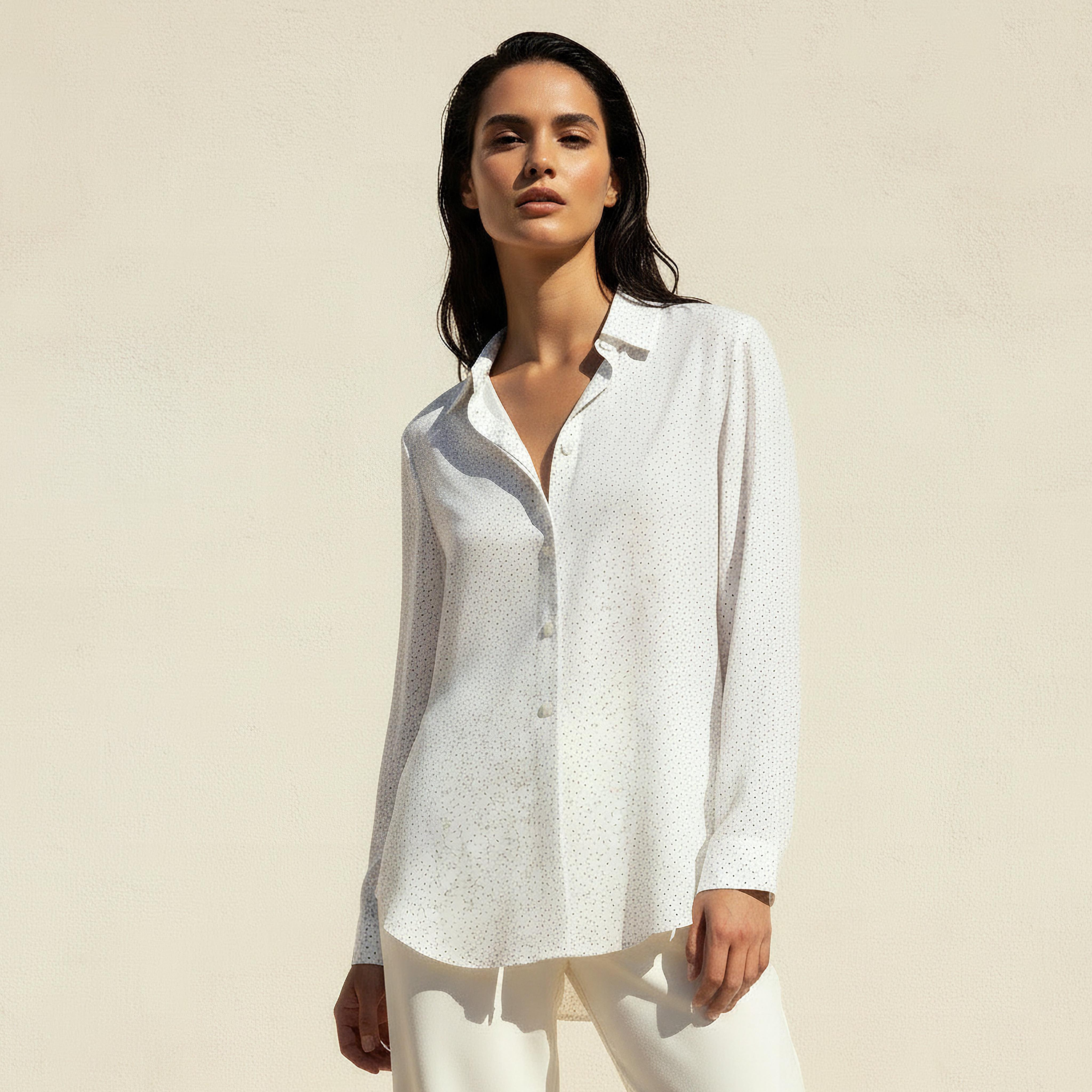 قميص بقصة مريحة وياقة مدببة-women-clothing-shirtsandblouses-shirts-image-1