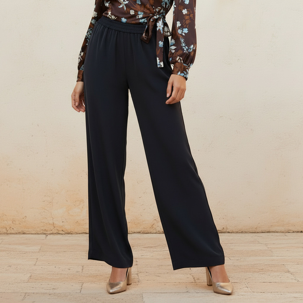 Straight Fit Elasticated Waist Pants-women-clothing-bottoms-trousers-image-1