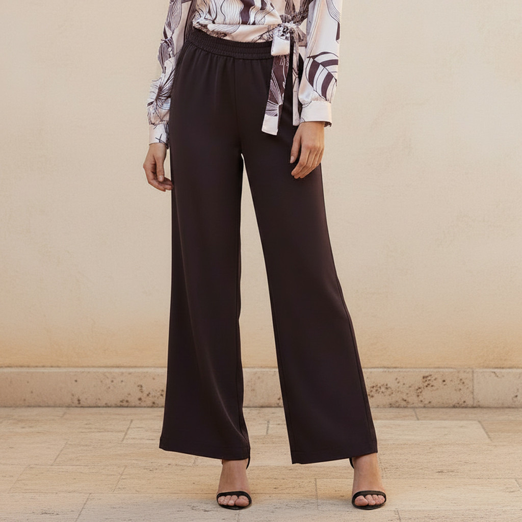 Straight Fit Elasticated Waist Pants-women-clothing-bottoms-trousers-image-1