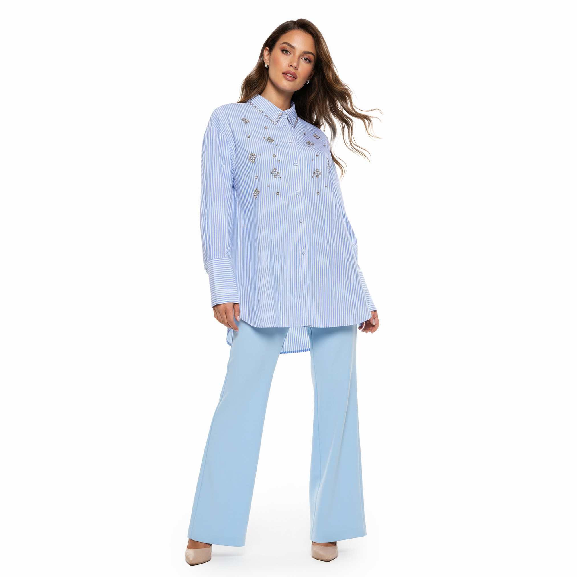 قميص بوبلين بقصّة مريحة وتقليمات من سبلاش سمارت-women-clothing-shirtsandblouses-shirts-image-3