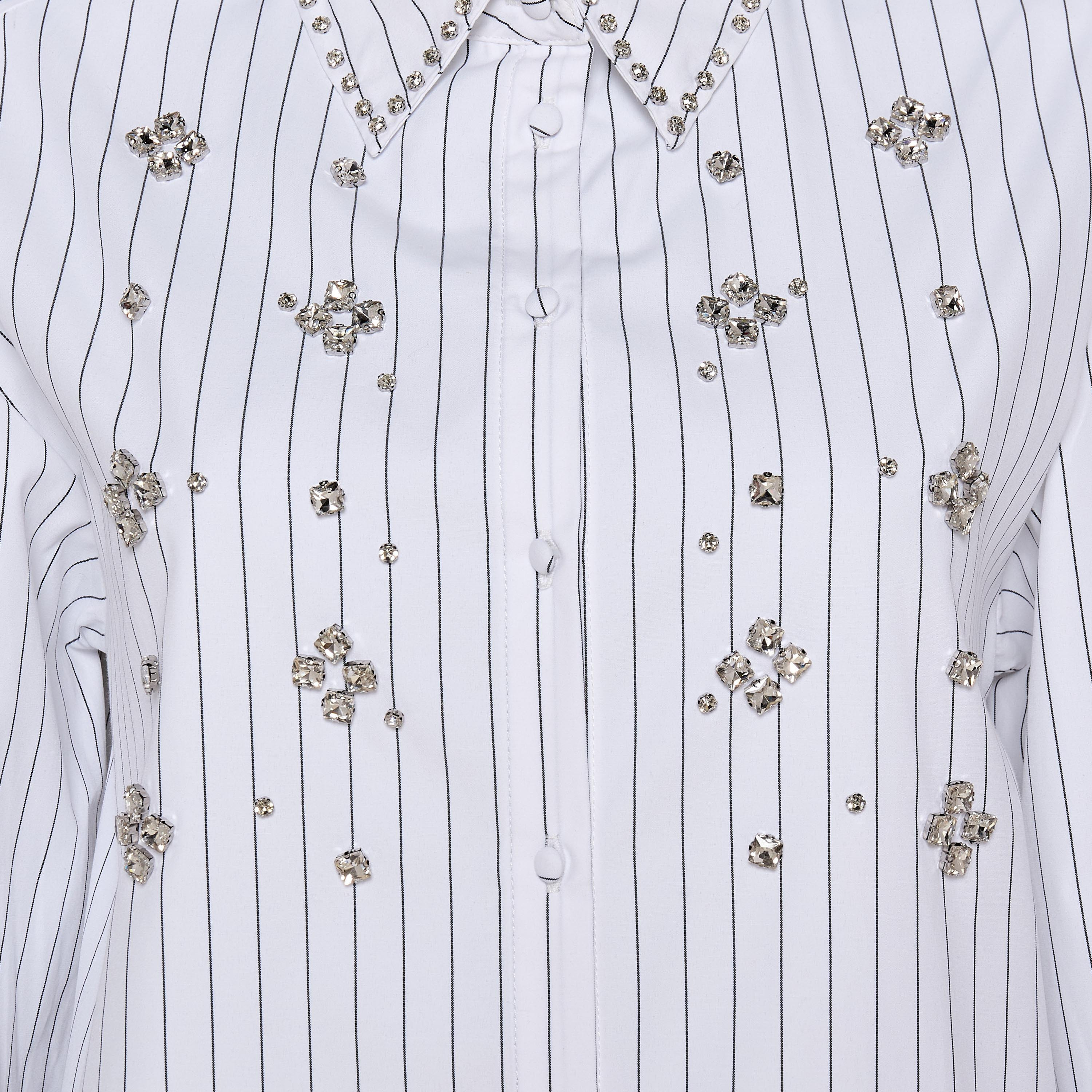 Relaxed Fit Poplin Shirt with Embellishments and Stripes-women-clothing-shirtsandblouses-shirts-image-2