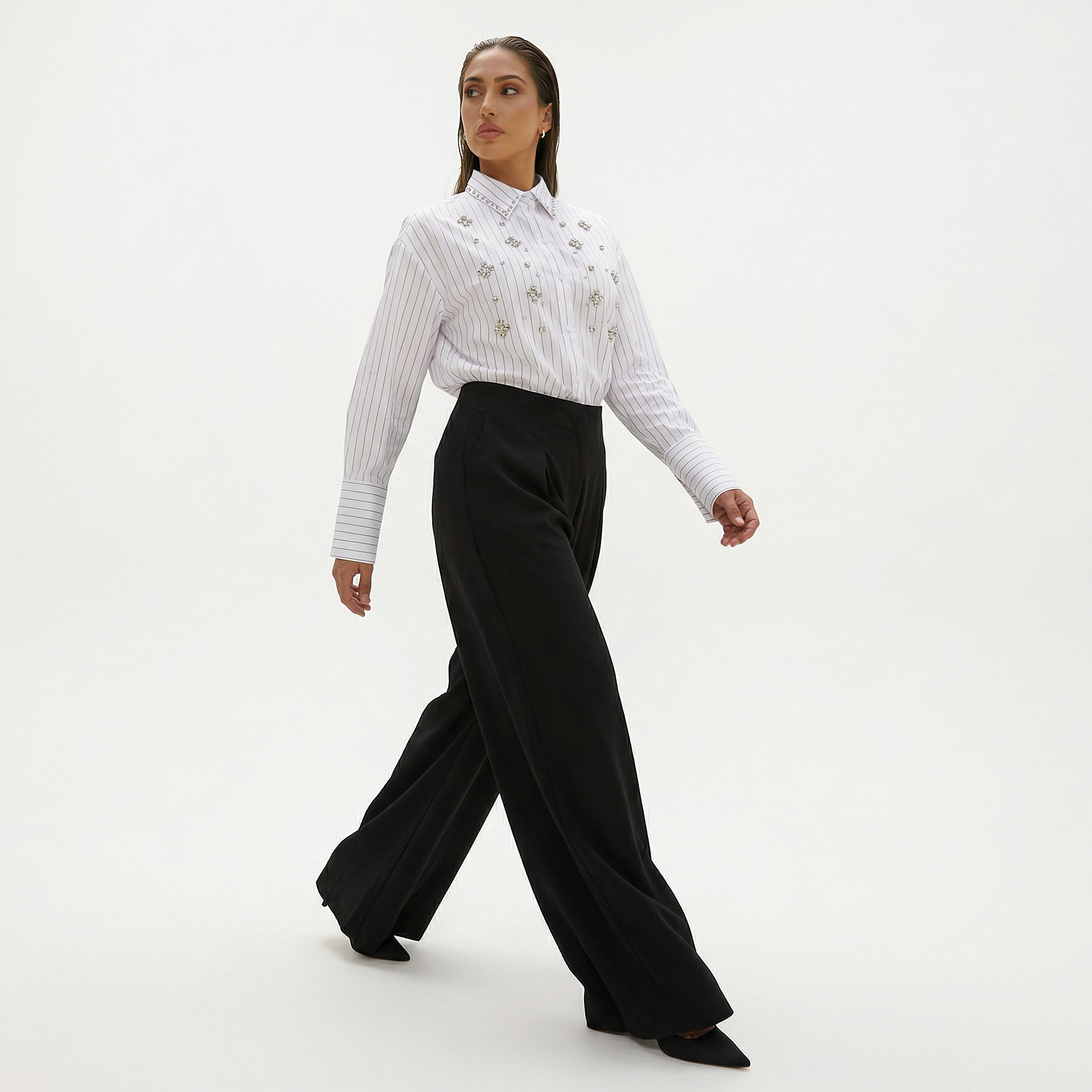 Relaxed Fit Poplin Shirt with Embellishments and Stripes-women-clothing-shirtsandblouses-shirts-image-5