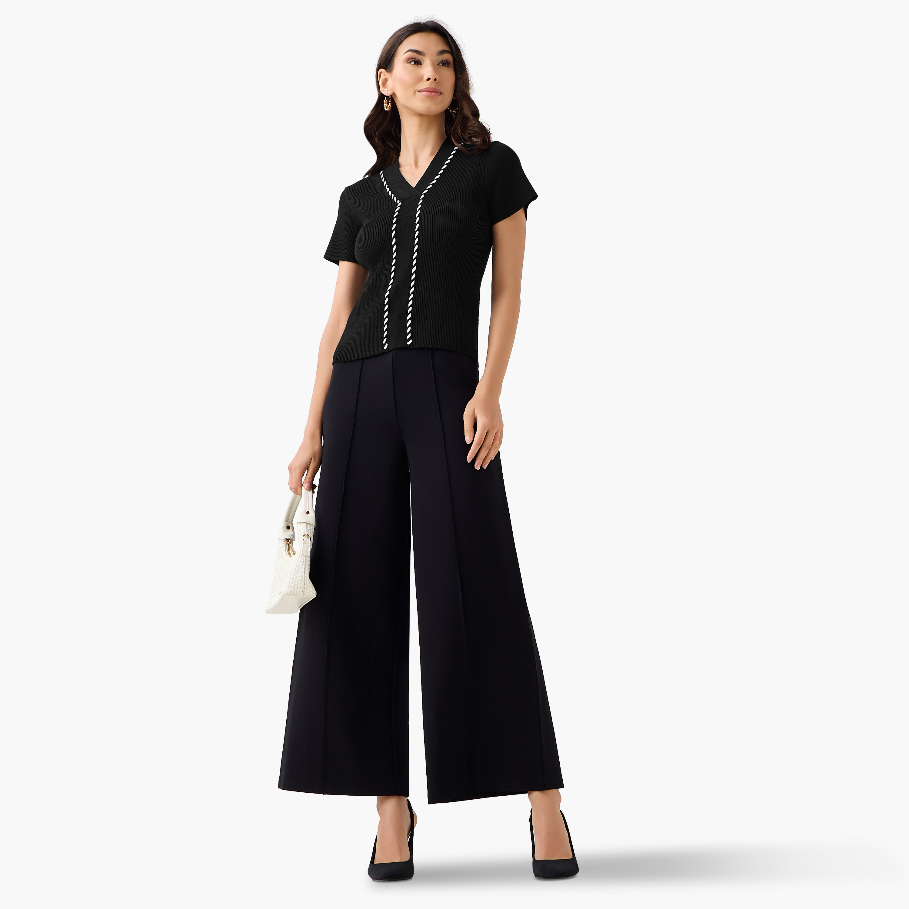 تيشيرت بقصة عادية وتفاصيل حبل-women-clothing-tshirts-image-2