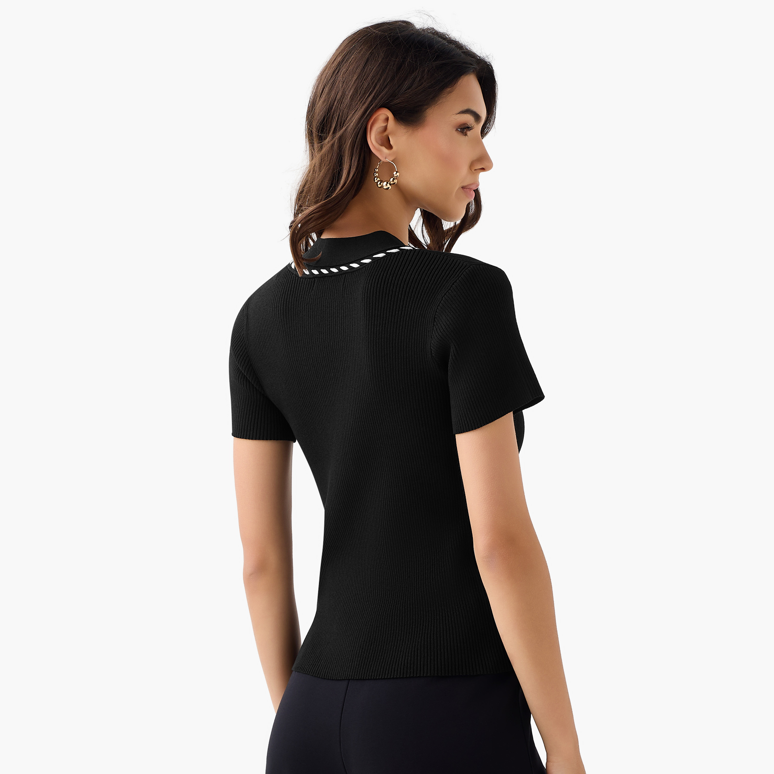 تيشيرت بقصة عادية وتفاصيل حبل-women-clothing-tshirts-image-3