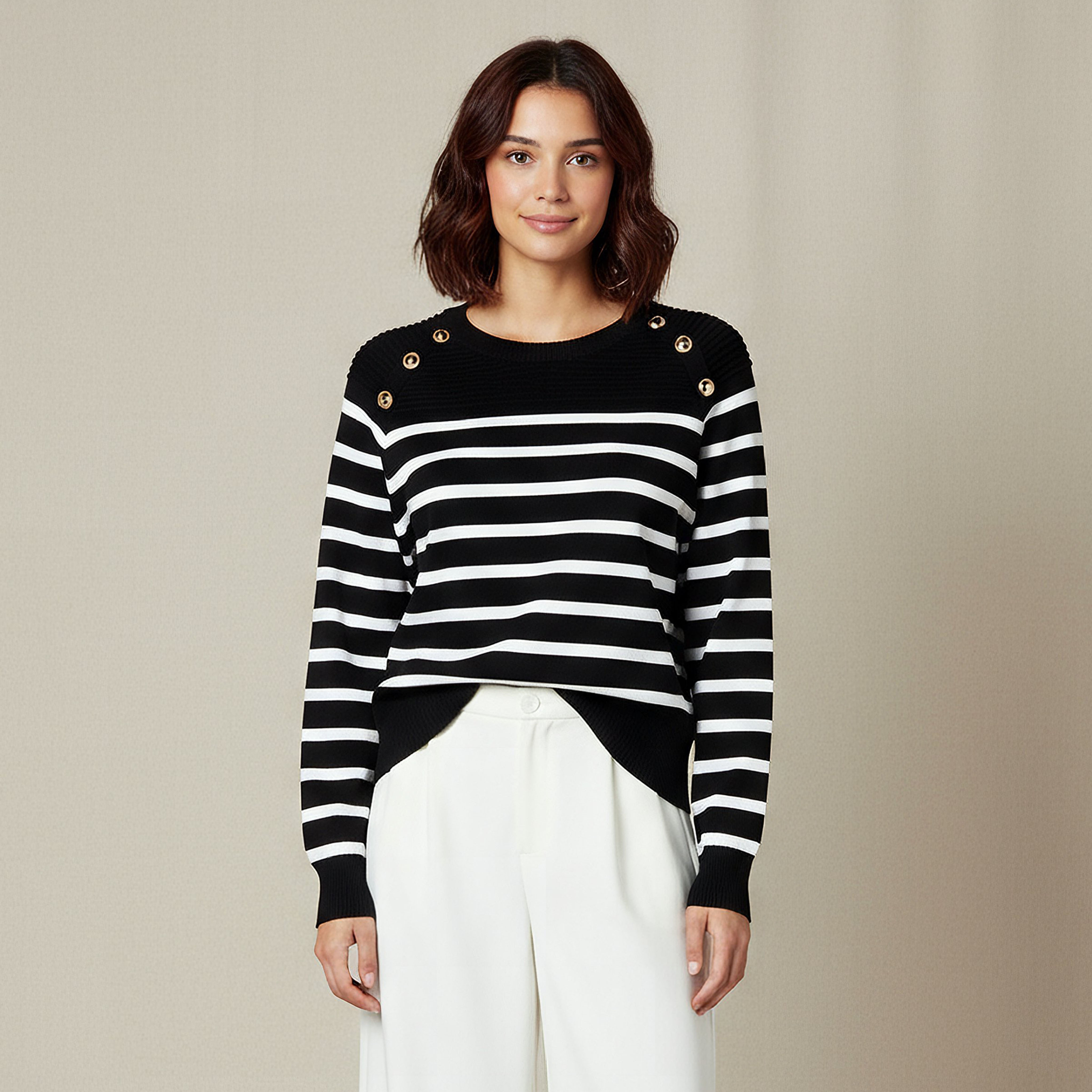Regular Fit Top with Stripes-women-clothing-tshirts-image-1