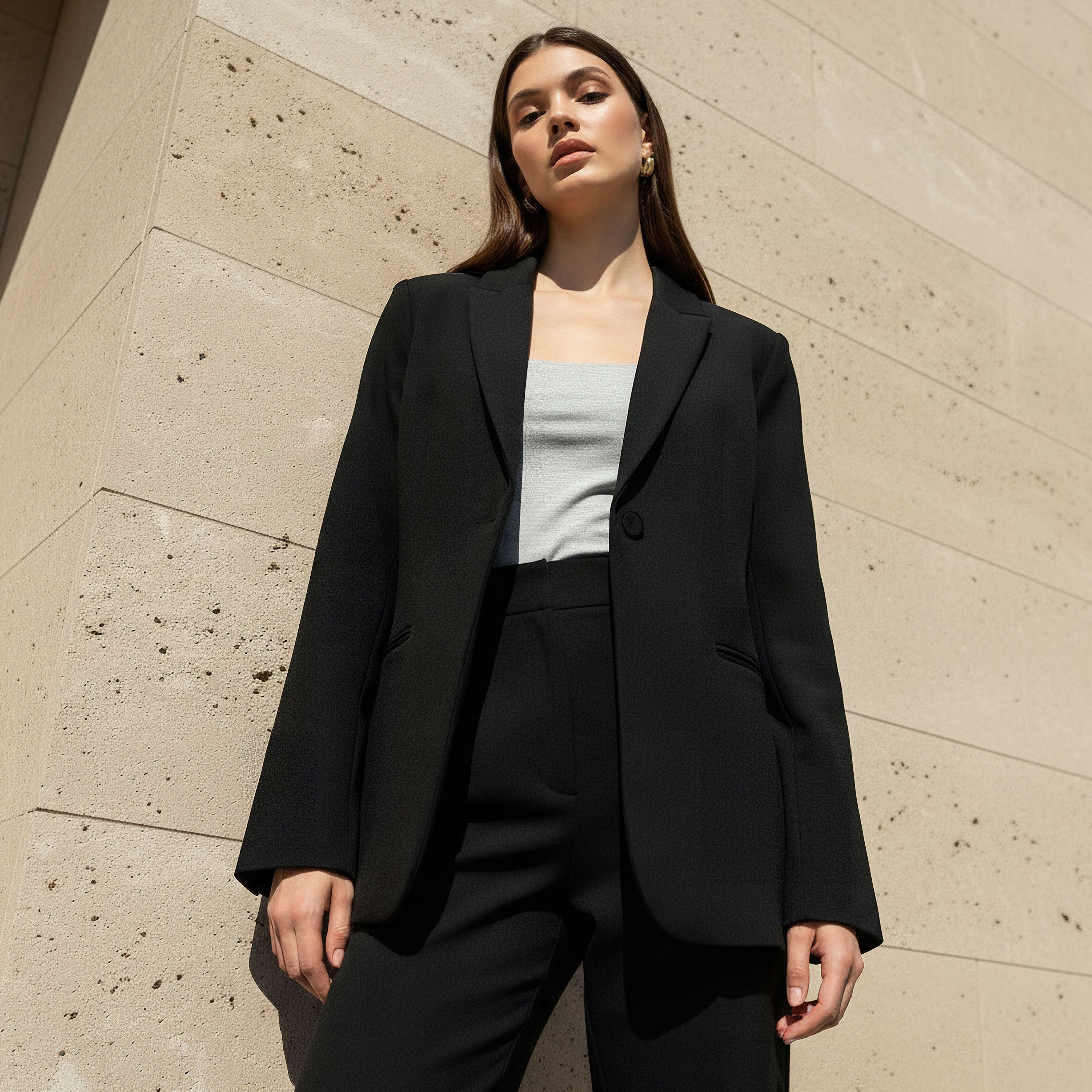 بليزر عادي بزر واحد وياقة مطوية-women-clothing-coatsandjackets-blazers-image-6