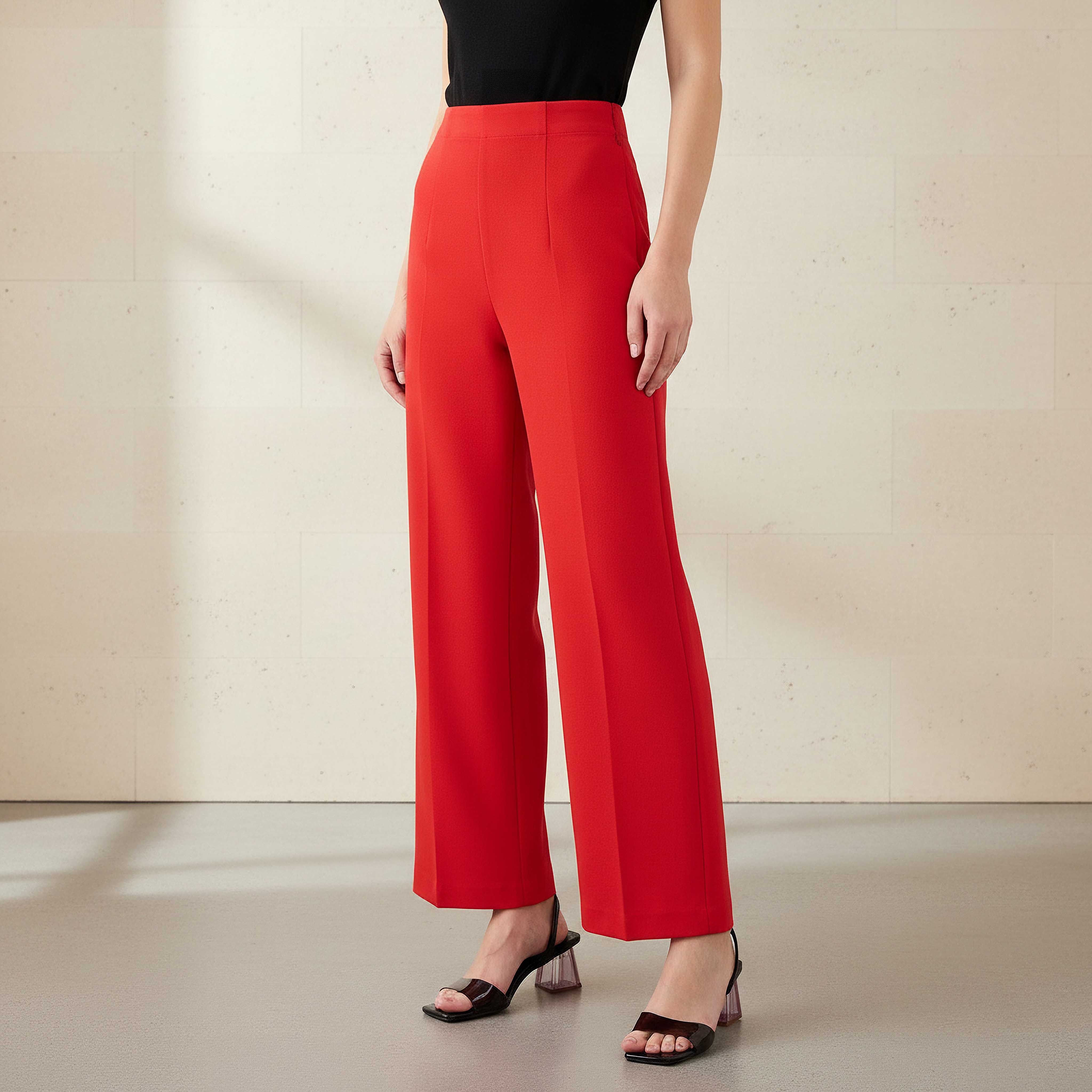 Regular Fit Flexi Waist Trousers-women-clothing-coordsets-image-1