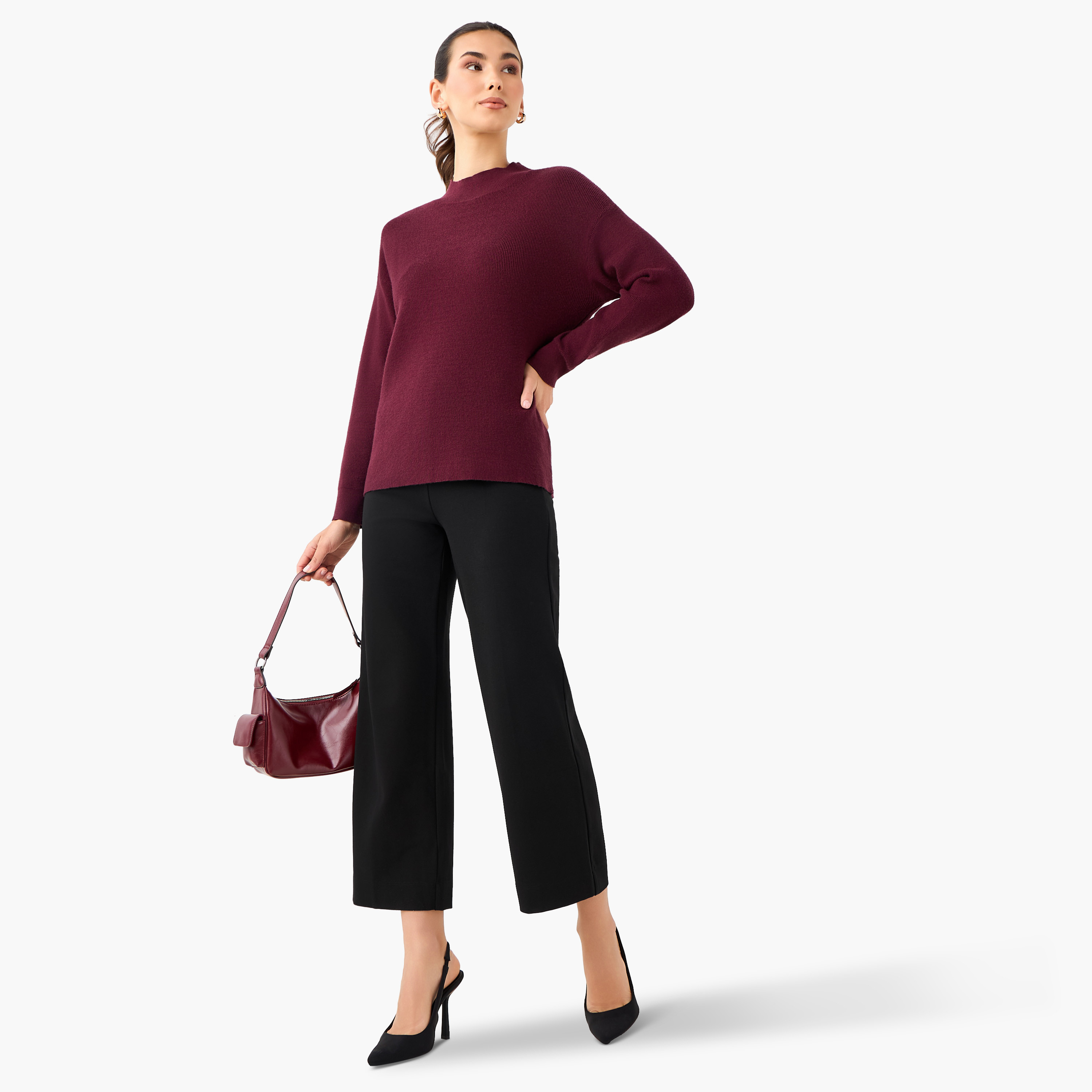 Regular Fit Trousers with Elasticated Waistband-women-clothing-bottoms-trousers-image-2
