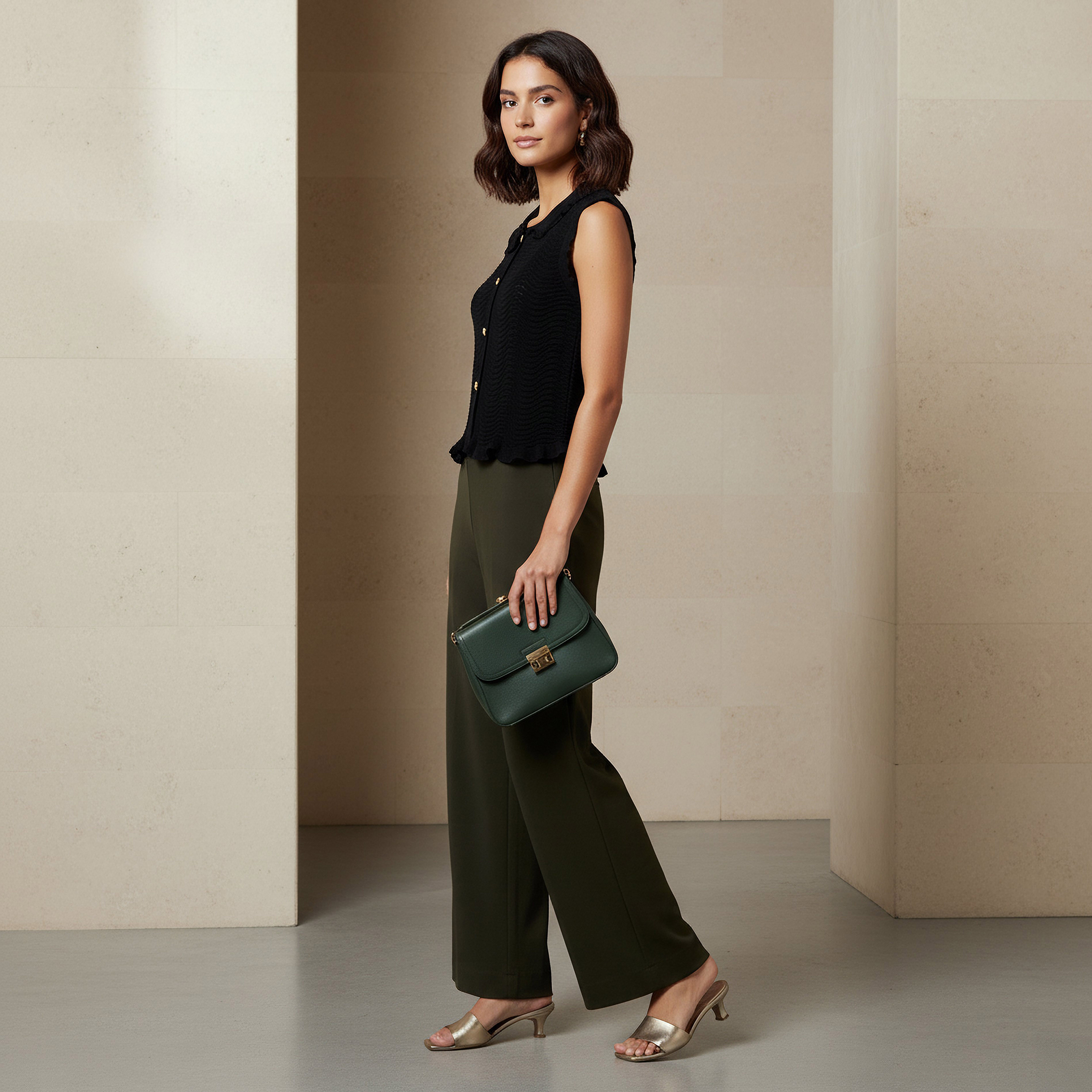 Regular Fit Trousers with Elasticated Waistband-women-clothing-bottoms-trousers-image-2