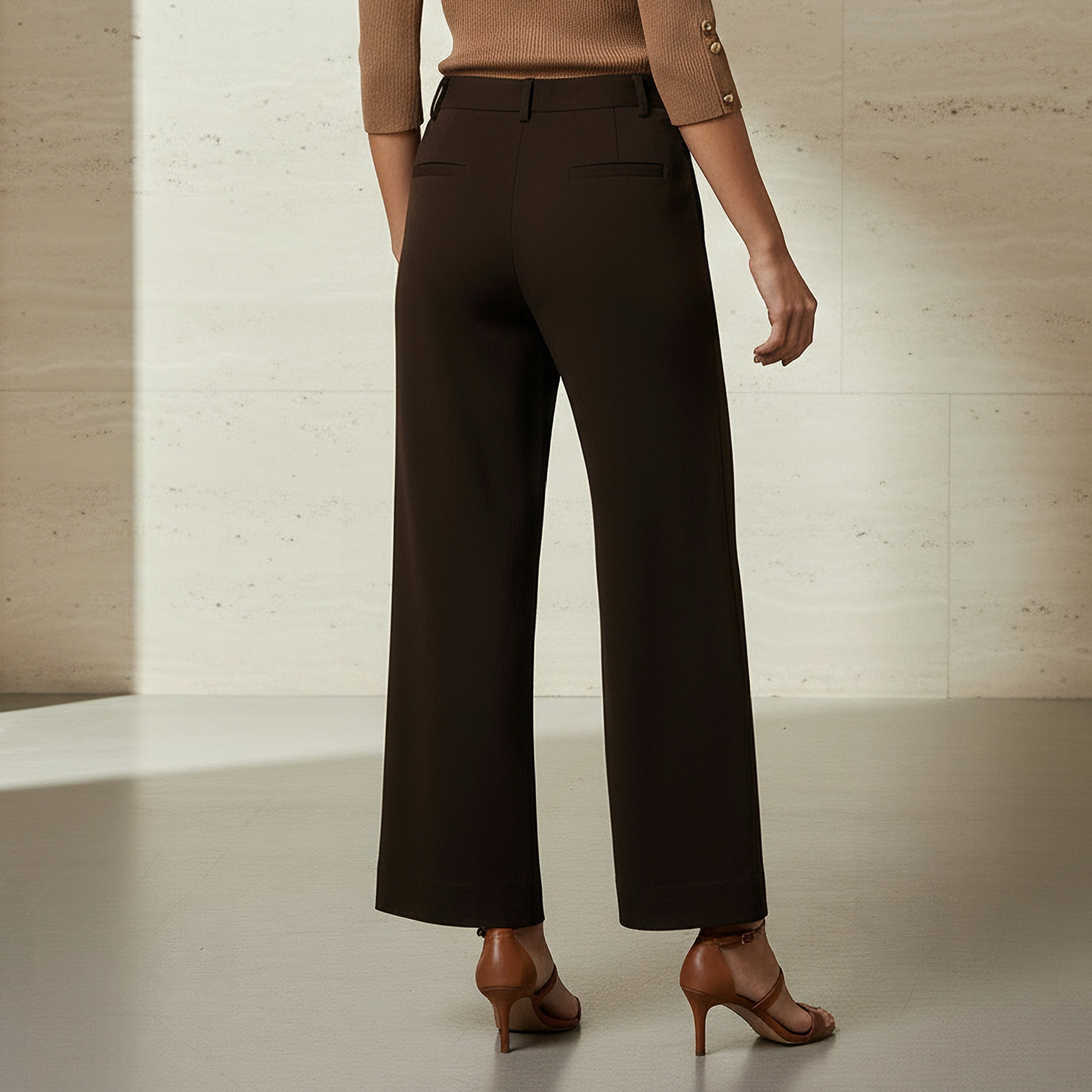 Regular Fit Trousers with Elasticated Waistband-women-clothing-bottoms-trousers-image-3