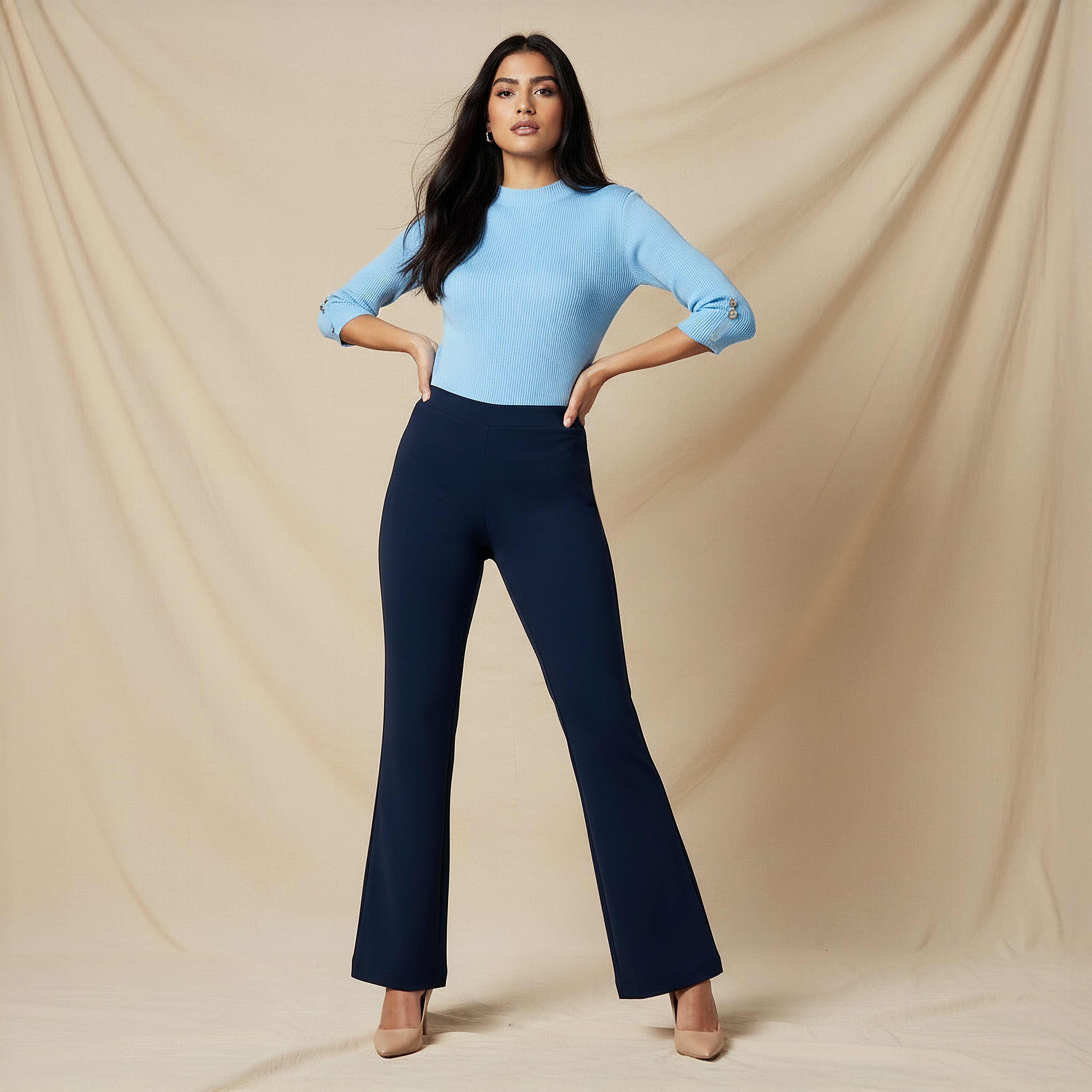 High Rise Ankle Length Bootcut Trousers-women-clothing-bottoms-trousers-image-2