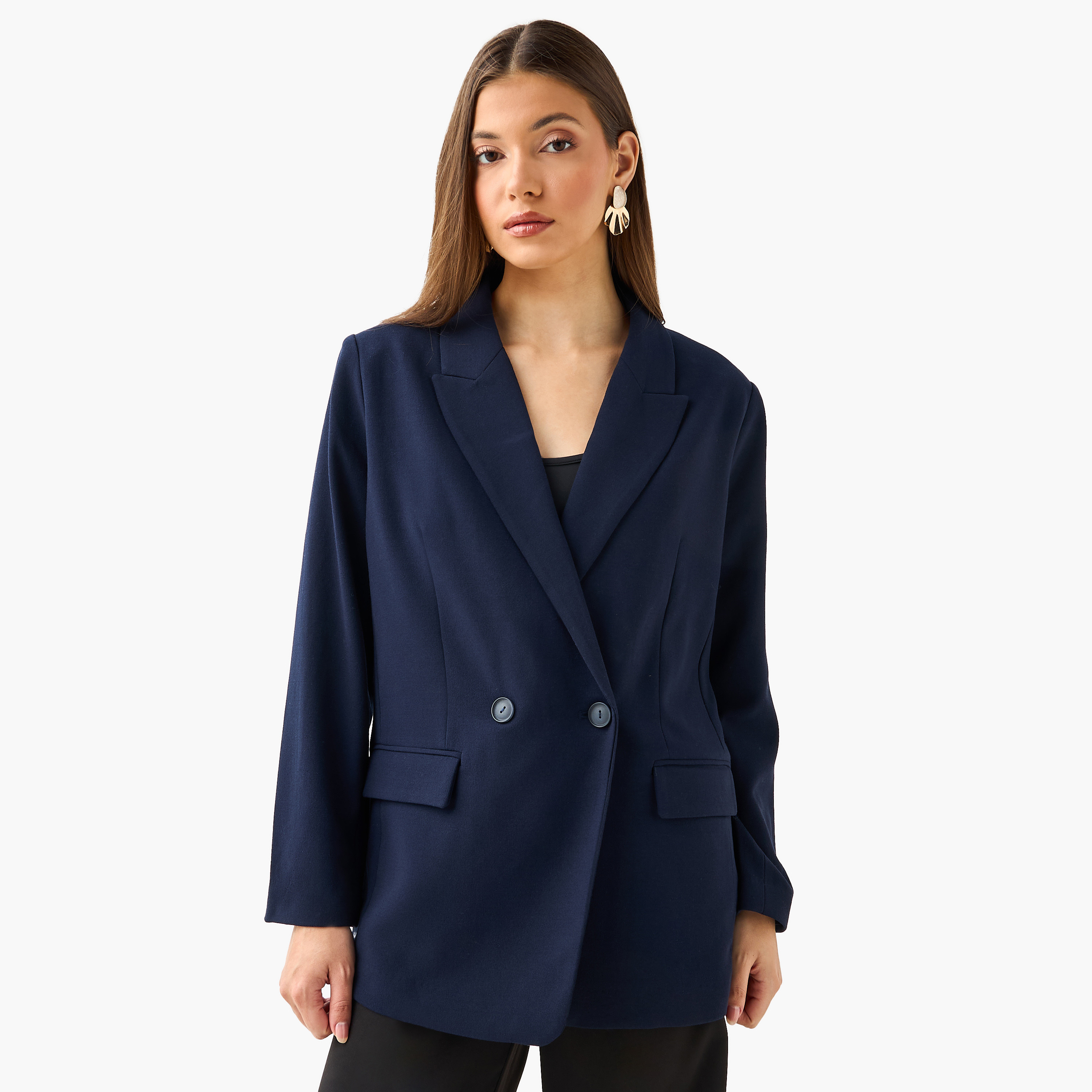 Oversized Blazer with Double Breasted Closure-women-clothing-coordsets-image-3