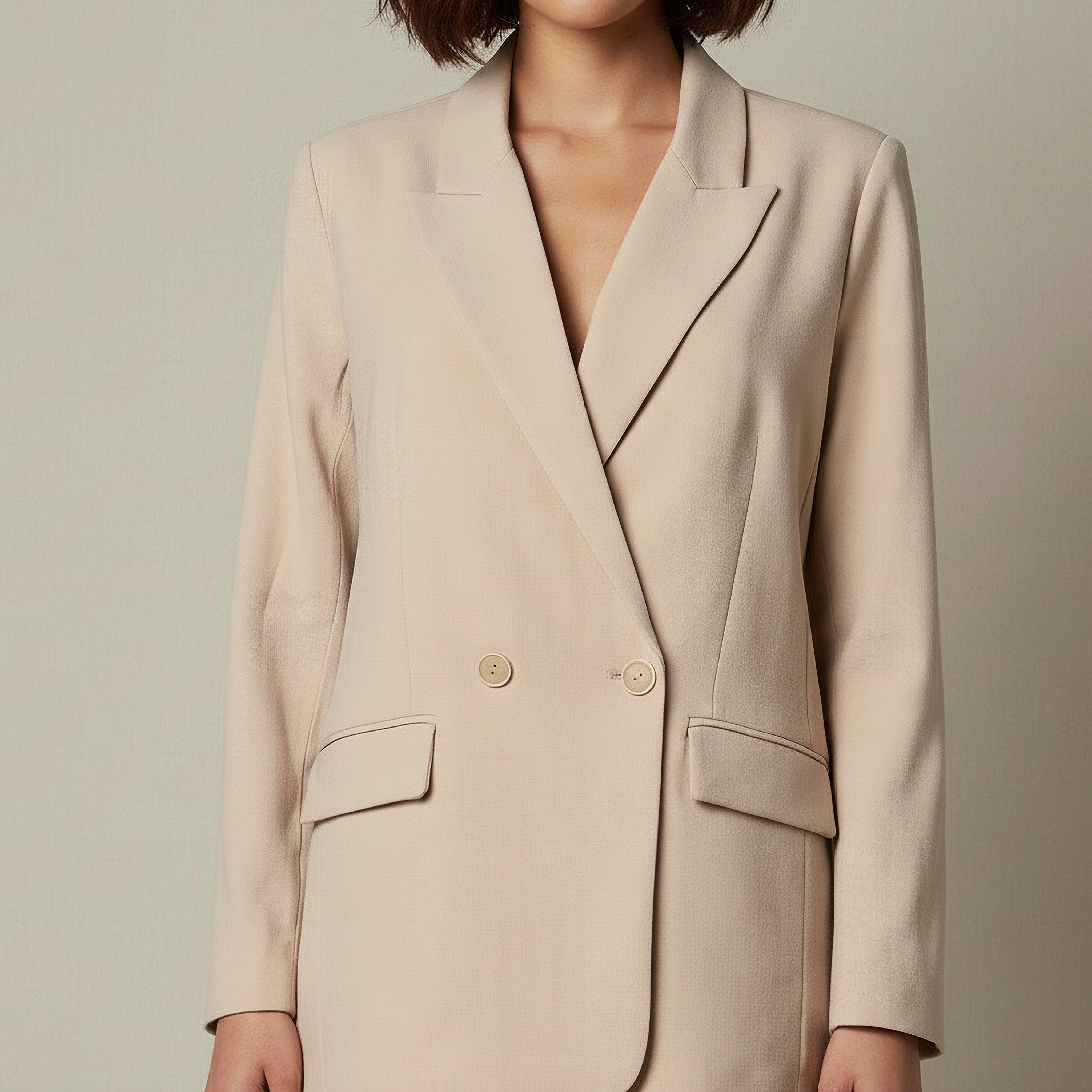 جاكيت بليزر بقصة واسعة وبصدر بإغلاق مزدوج-women-clothing-coordsets-image-1