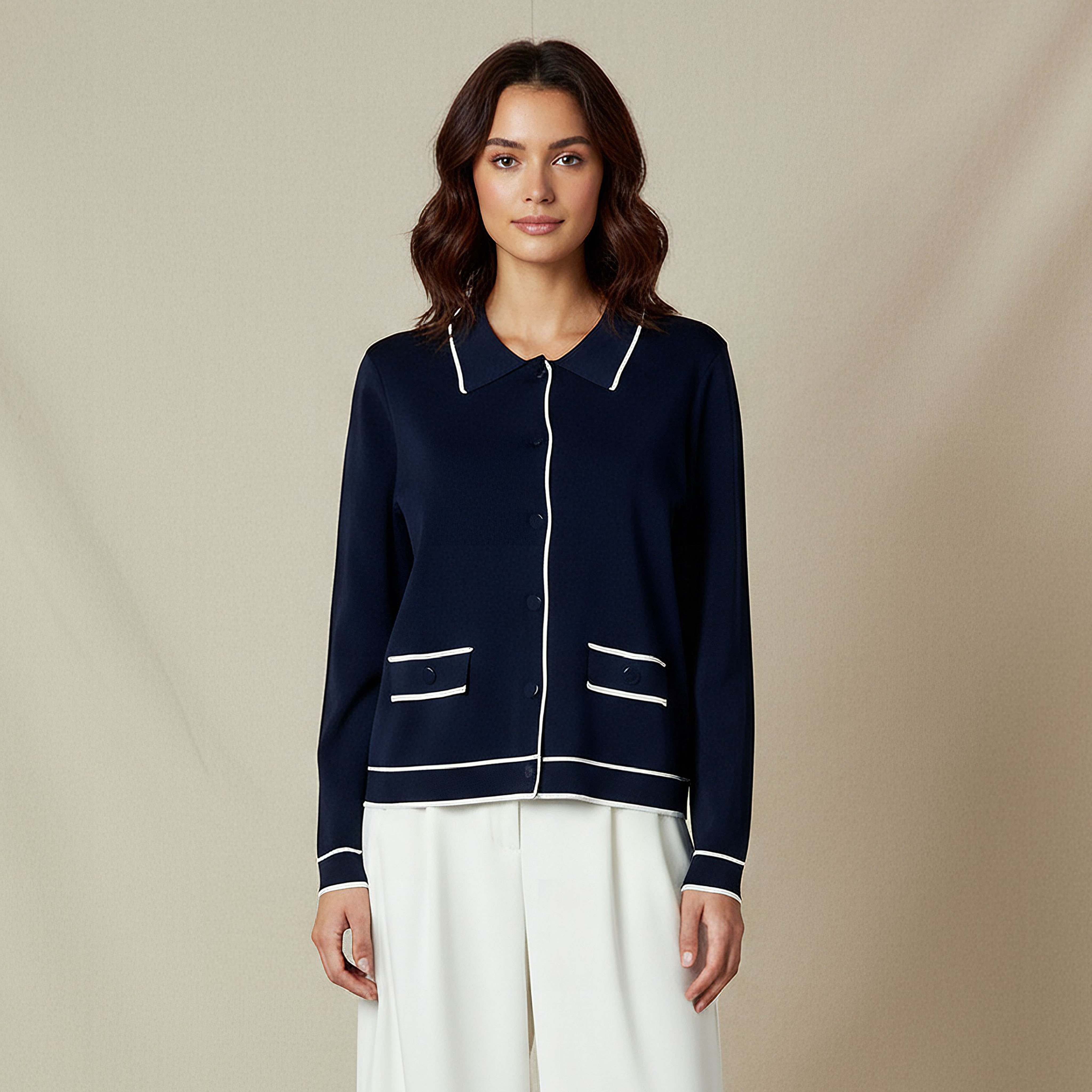 كارديجان بارز الملمس بياقة وقصة عادية-women-winterwear-cardigansandjumpers-cardigans-image-4