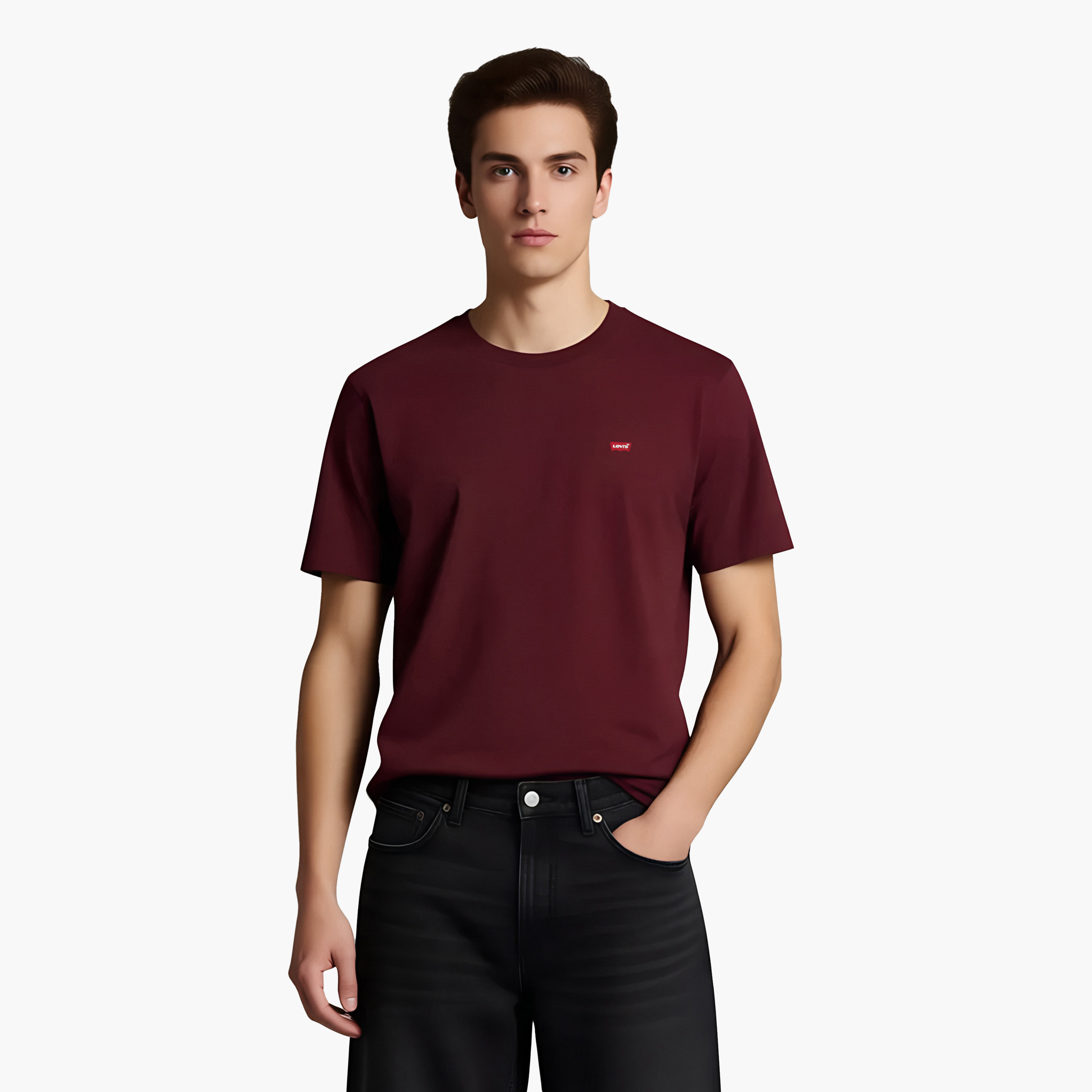 تي شيرت رجالي سادة بياقة دائرية وأكمام قصيرة من ليفايس-men-clothing-tshirtsandpolos-tshirts-image-1