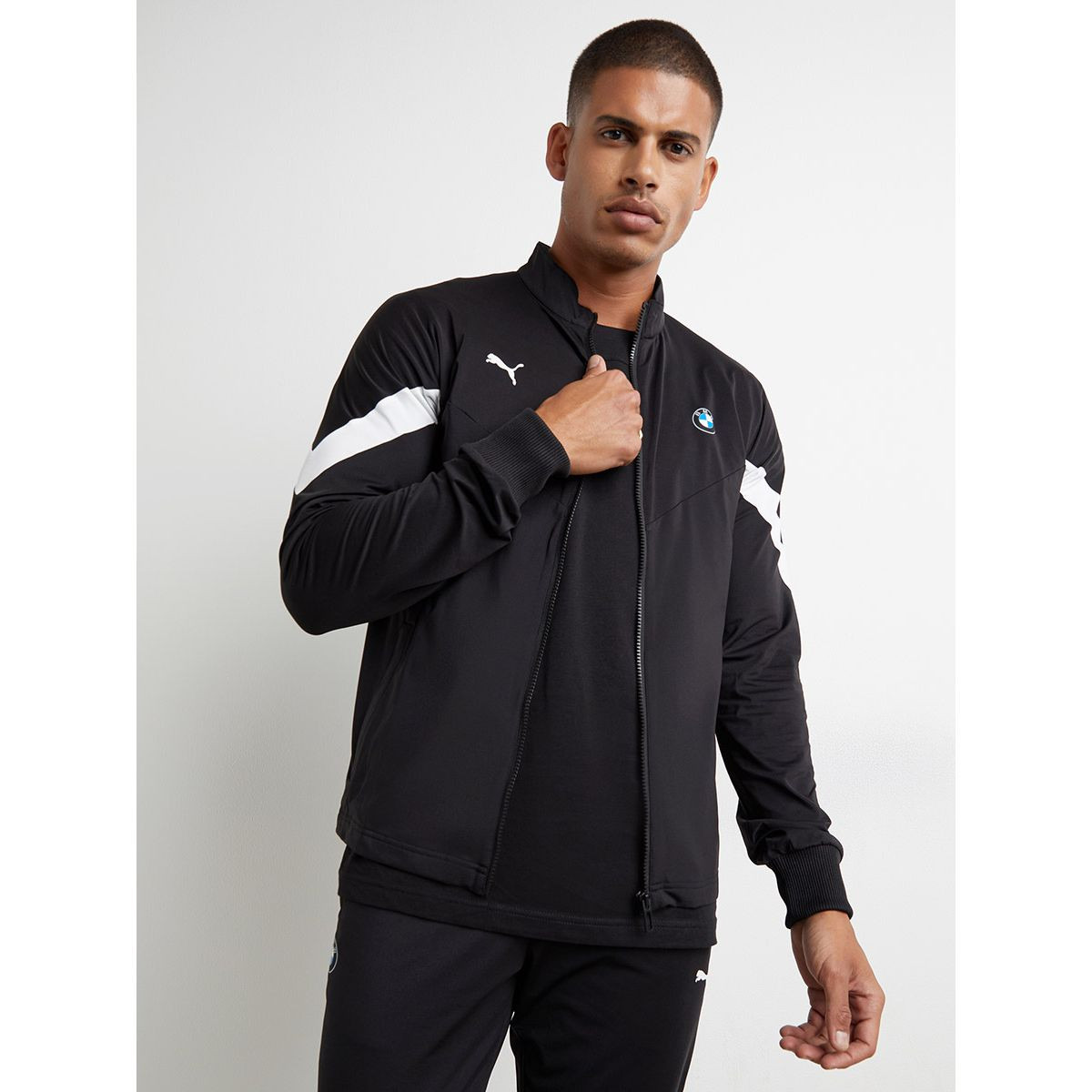 Puma Full Zip High Neck Jacket with Contrast Panel Sleeves Detail-men-winterwear-hoodiesandsweatshirts-image-1