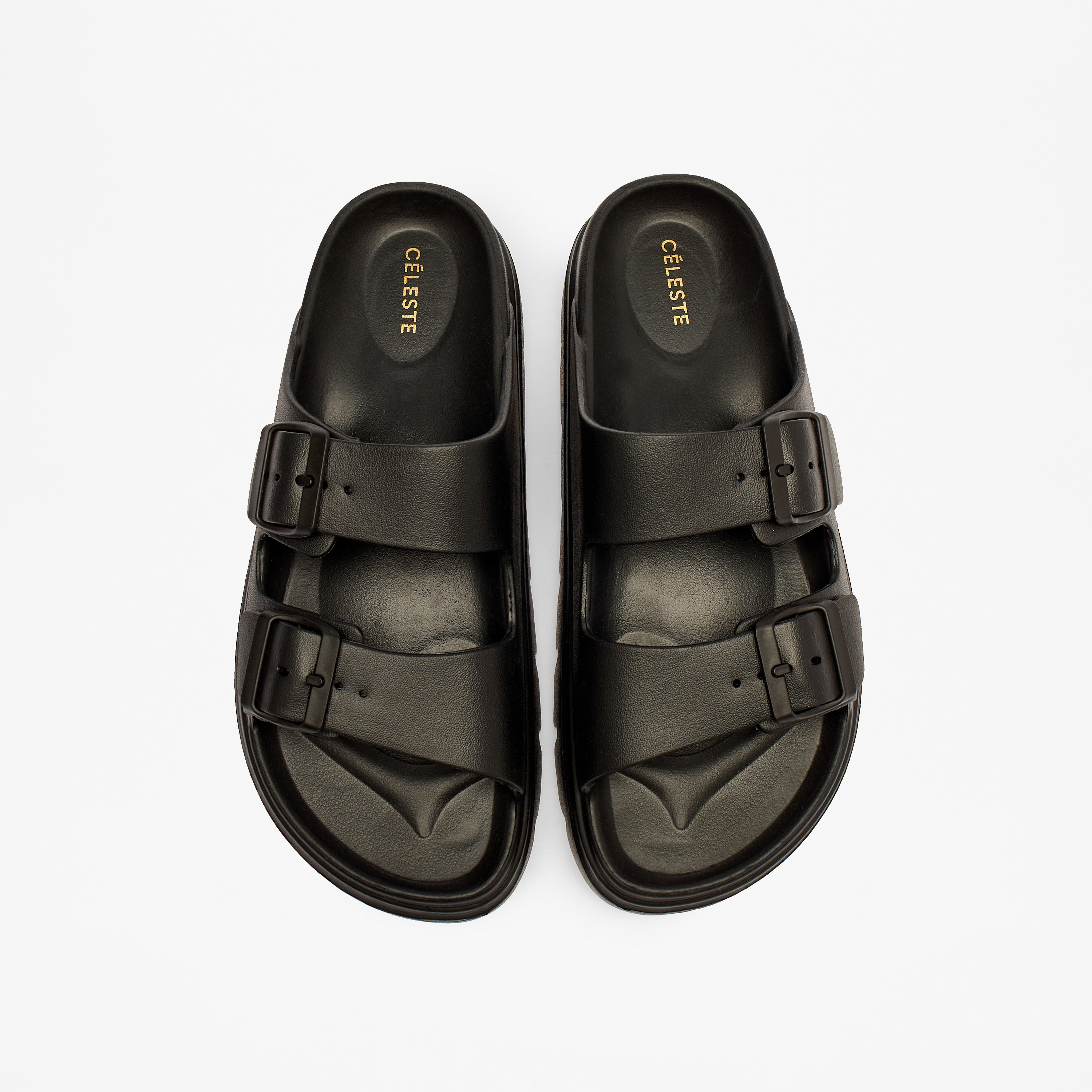 Celeste Women's Solid Slip-On Sandals with Buckle Accent-women-shoes-flats-sandals-image-1