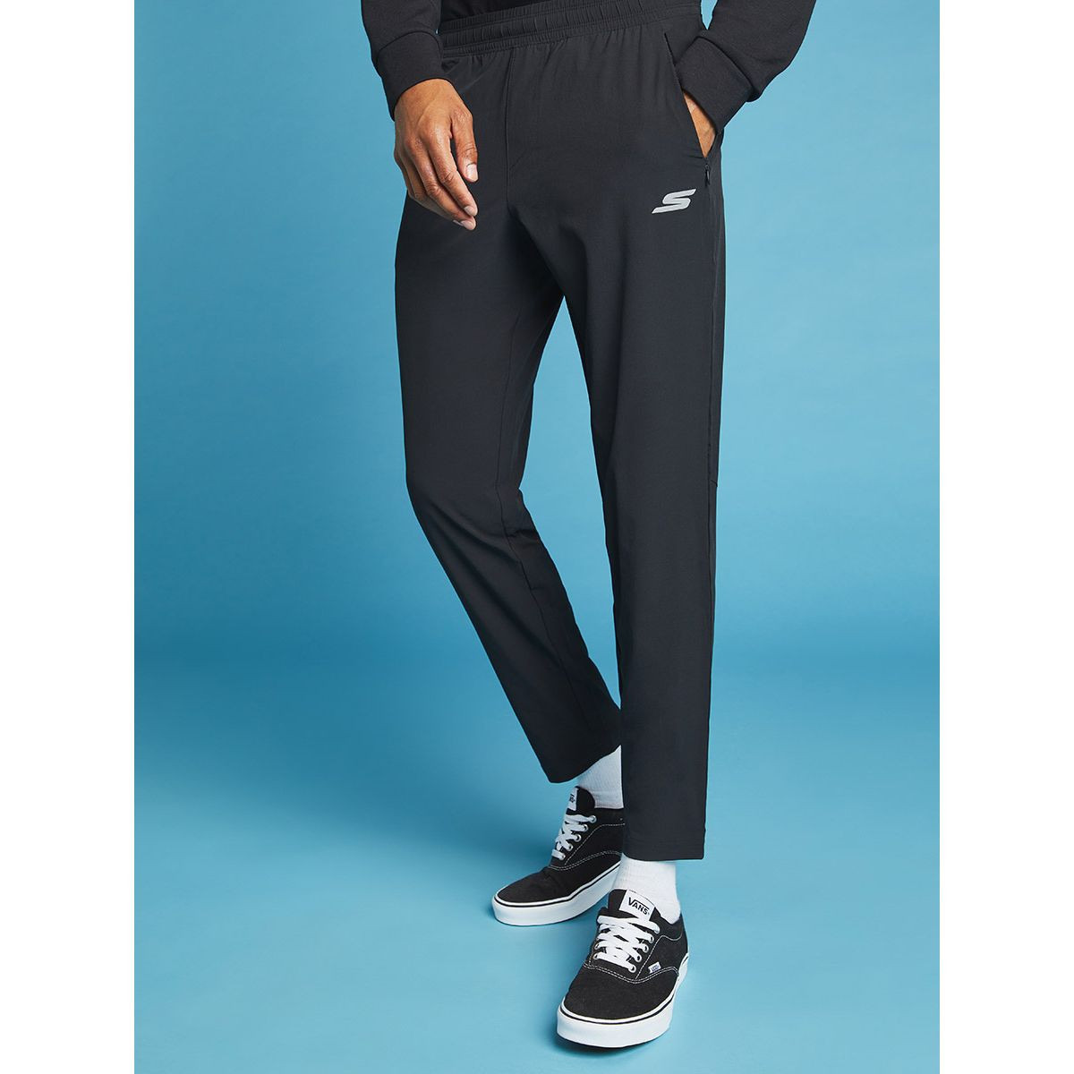 Skechers Zipped Pocket Detail Elastic Waist Sweatpants-sports-men-clothing-bottoms-image-1