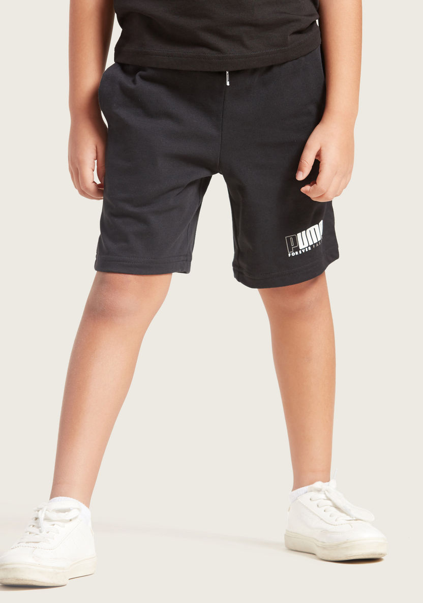 PUMA Solid Shorts with Drawstring Closure and Pockets-Bottoms-image-2