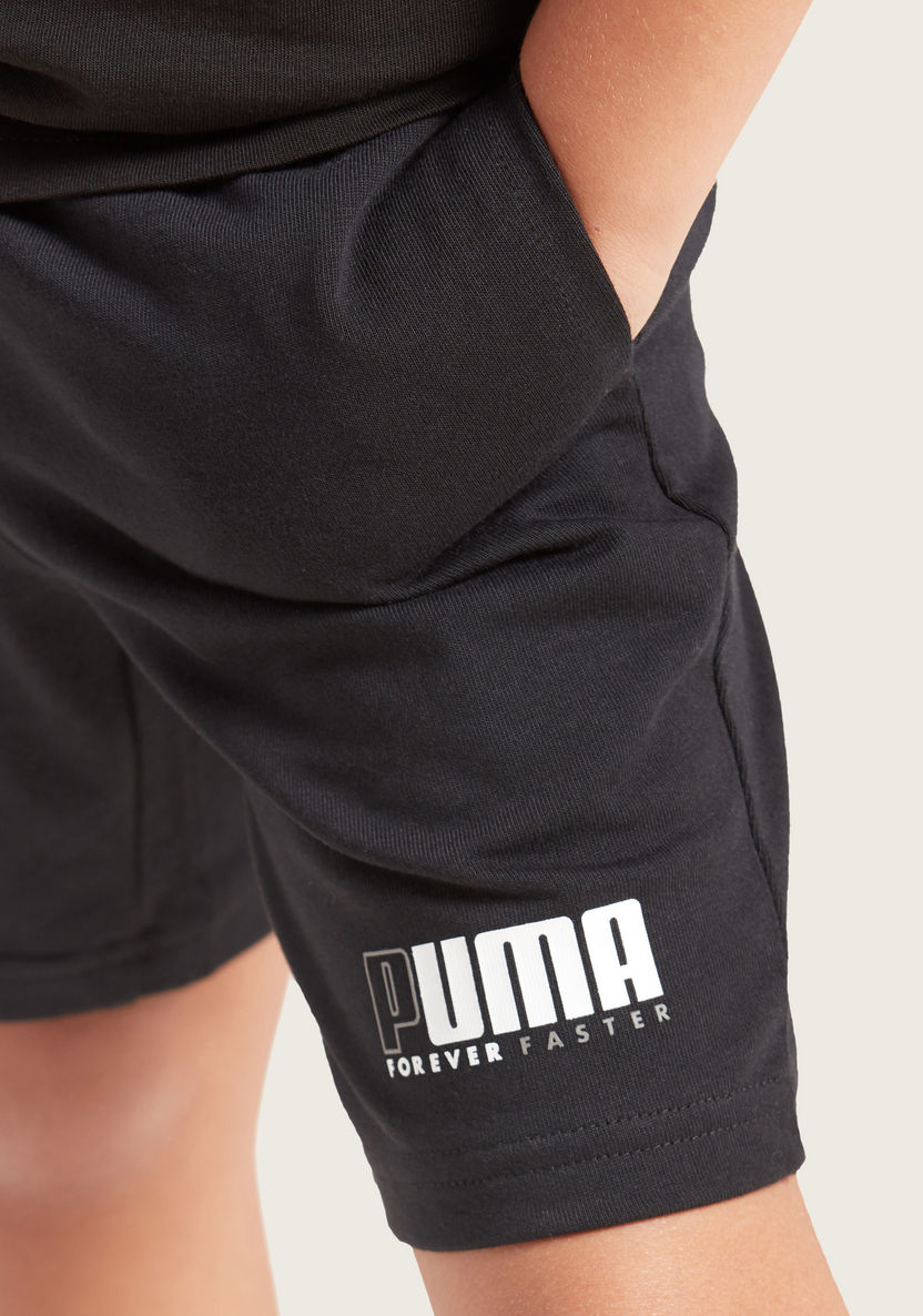PUMA Solid Shorts with Drawstring Closure and Pockets-Bottoms-image-3