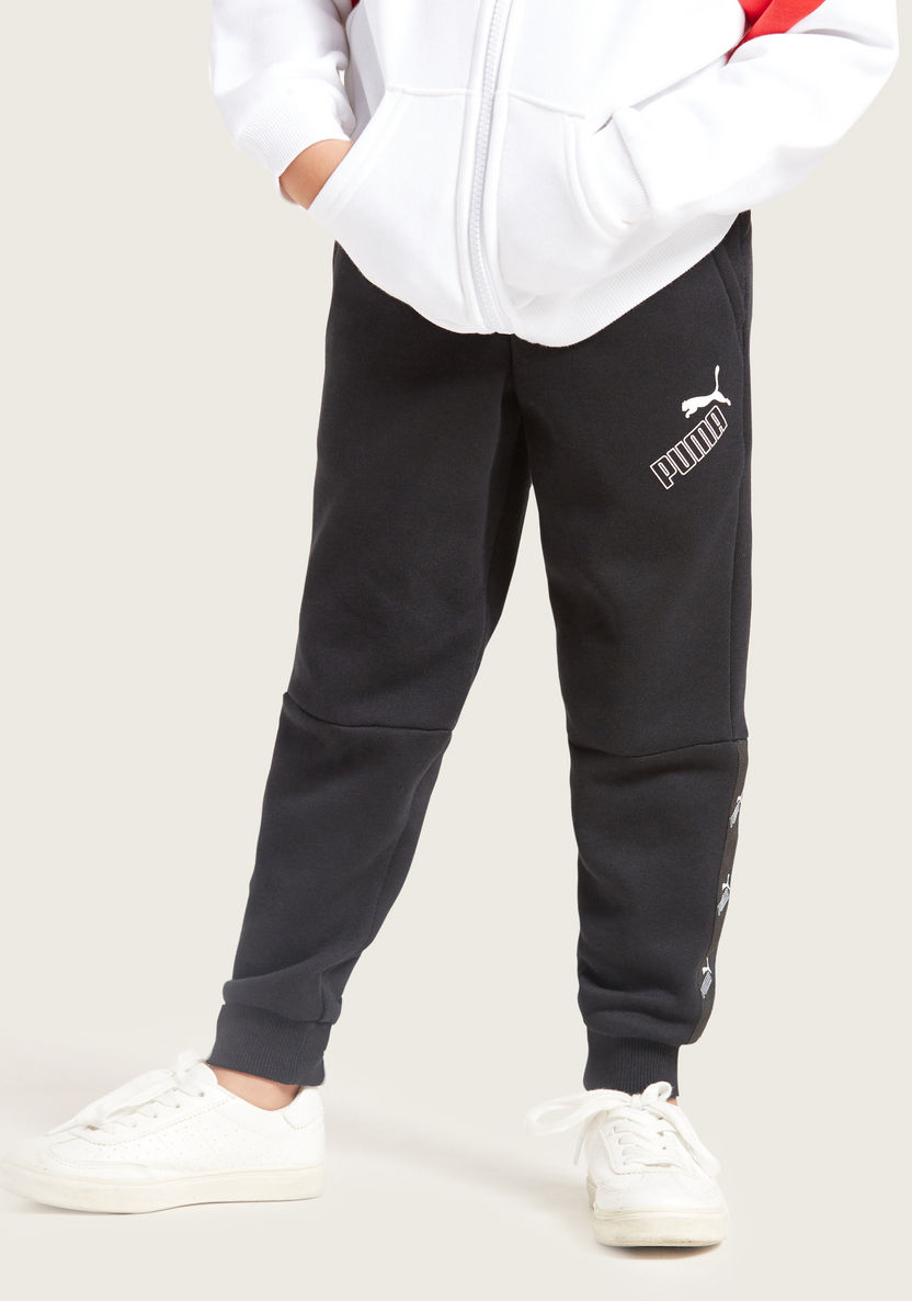 PUMA Solid Sweatpants with Elasticated Waistband and Pockets-Bottoms-image-1