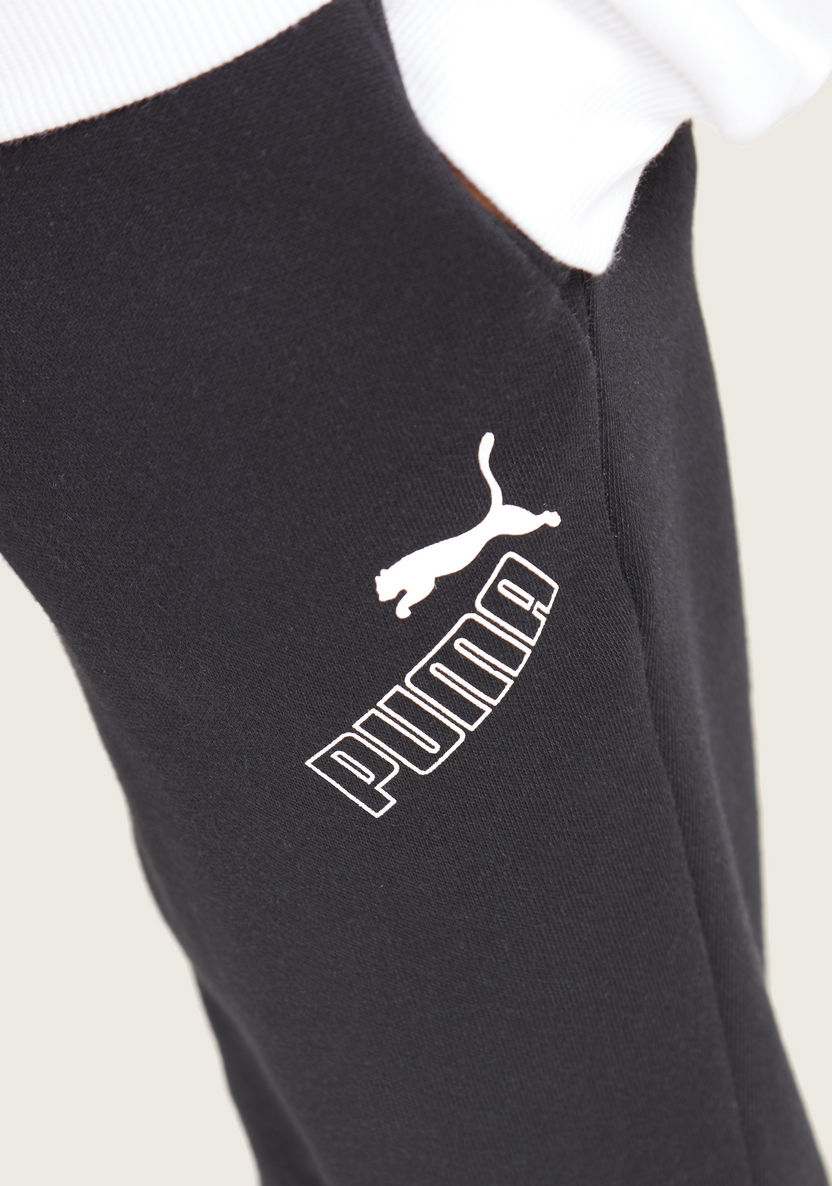 PUMA Solid Sweatpants with Elasticated Waistband and Pockets-Bottoms-image-2