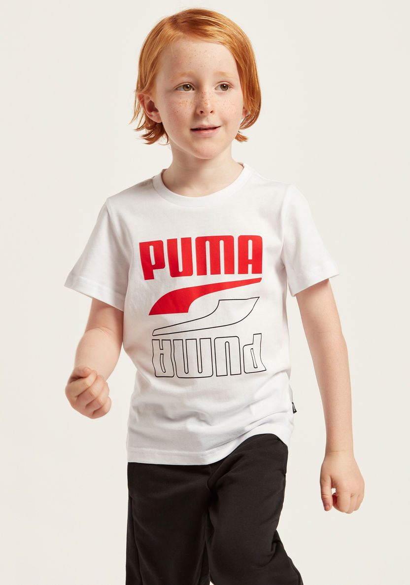 Puma Print T-shirt with Short Sleeves-Tops-image-1