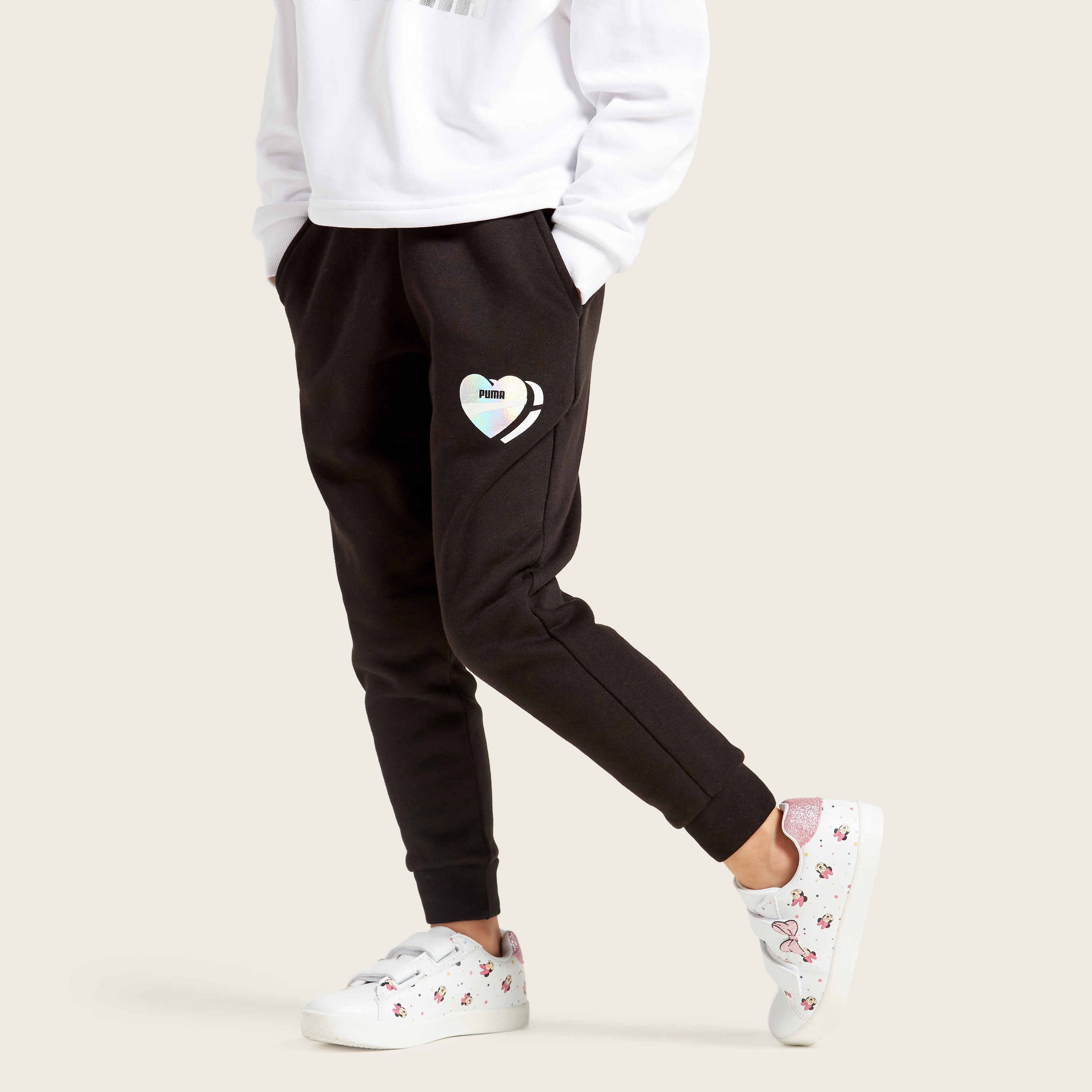 PUMA Printed Sweatpants with Elasticated Waistband and Pockets-girls-clothing-sportswear-bottoms-image-2