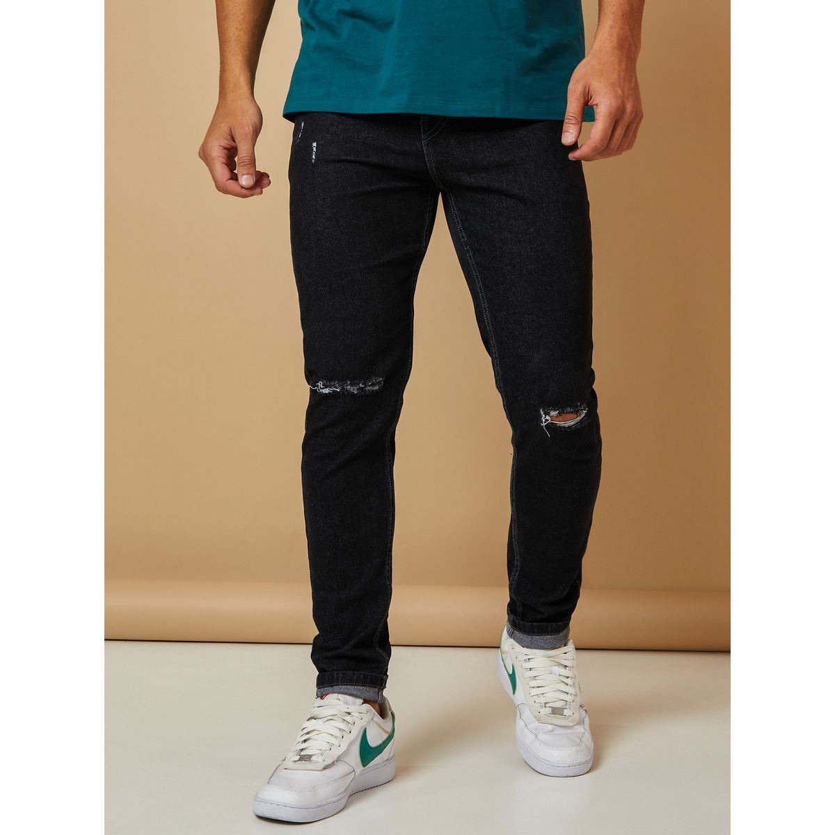 Styli Cropped Skinny Fit Jeans with Knee Rip-men-clothing-jeans-image-1