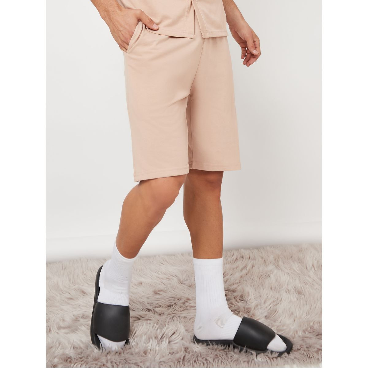 Styli Unwind Slogan Print Button Detail T-shirt and Shorts Nightwear Set-men-clothing-nightwear-sets-image-4