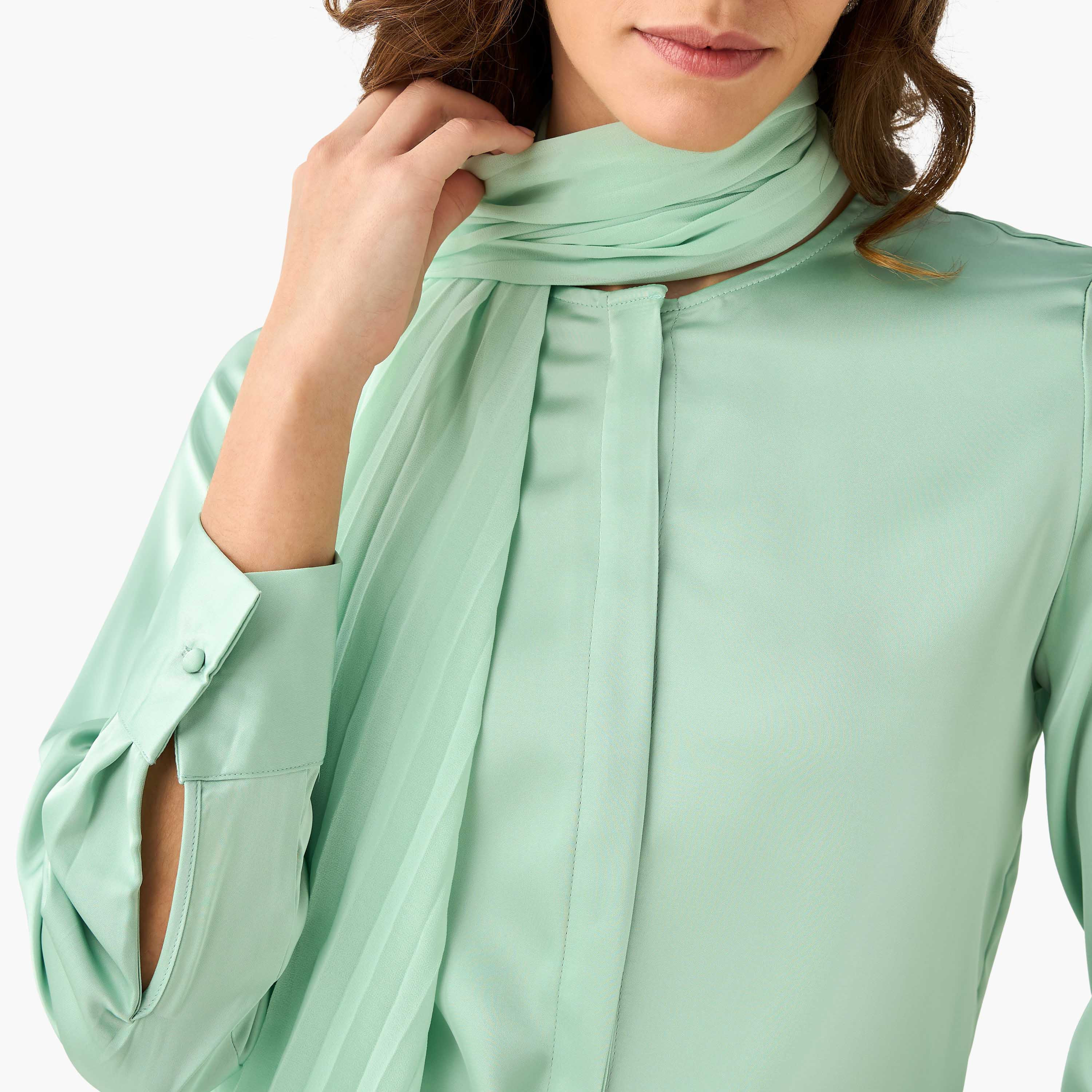 Regular Fit Shirt with Attached Scarf-women-clothing-shirtsandblouses-shirts-image-8