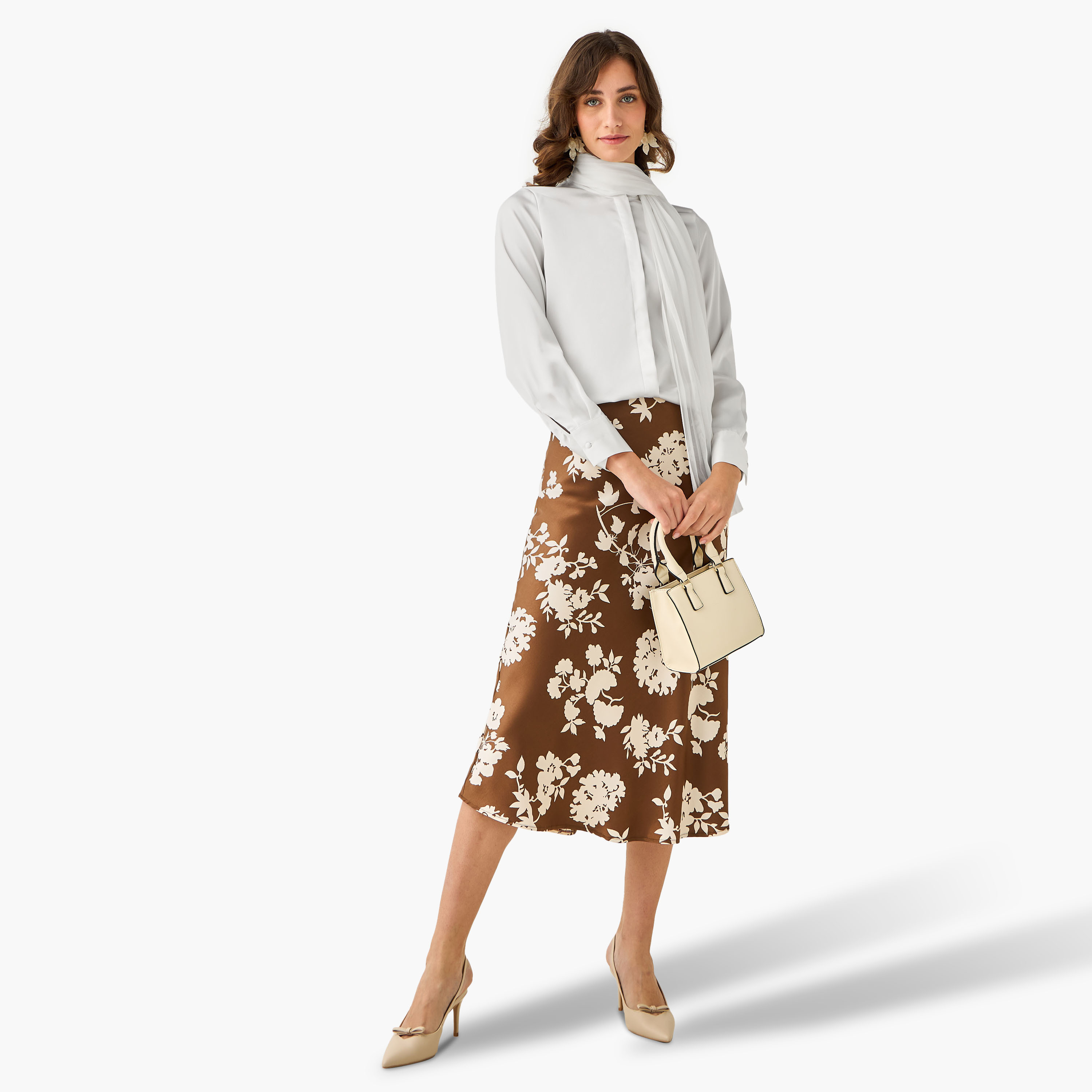 Regular Fit Shirt with Attached Scarf-women-clothing-shirtsandblouses-shirts-image-3