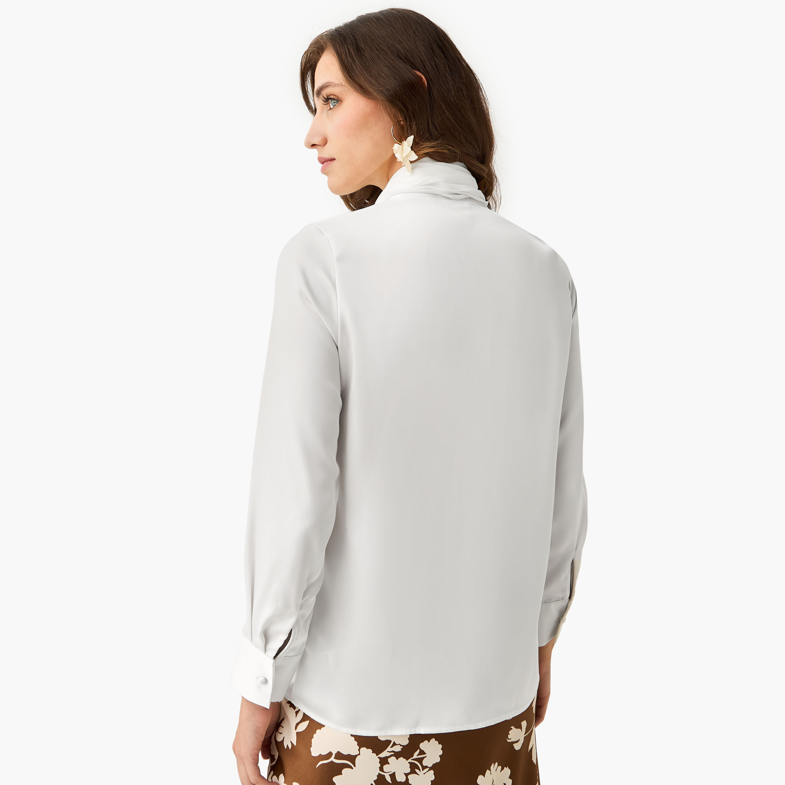 Regular Fit Shirt with Attached Scarf-women-clothing-shirtsandblouses-shirts-image-4