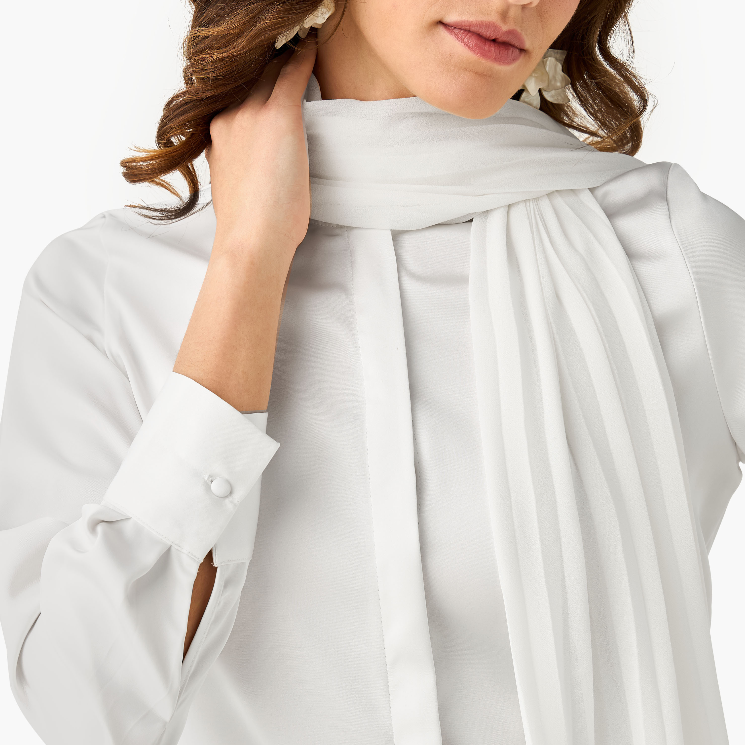 Regular Fit Shirt with Attached Scarf-women-clothing-shirtsandblouses-shirts-image-6